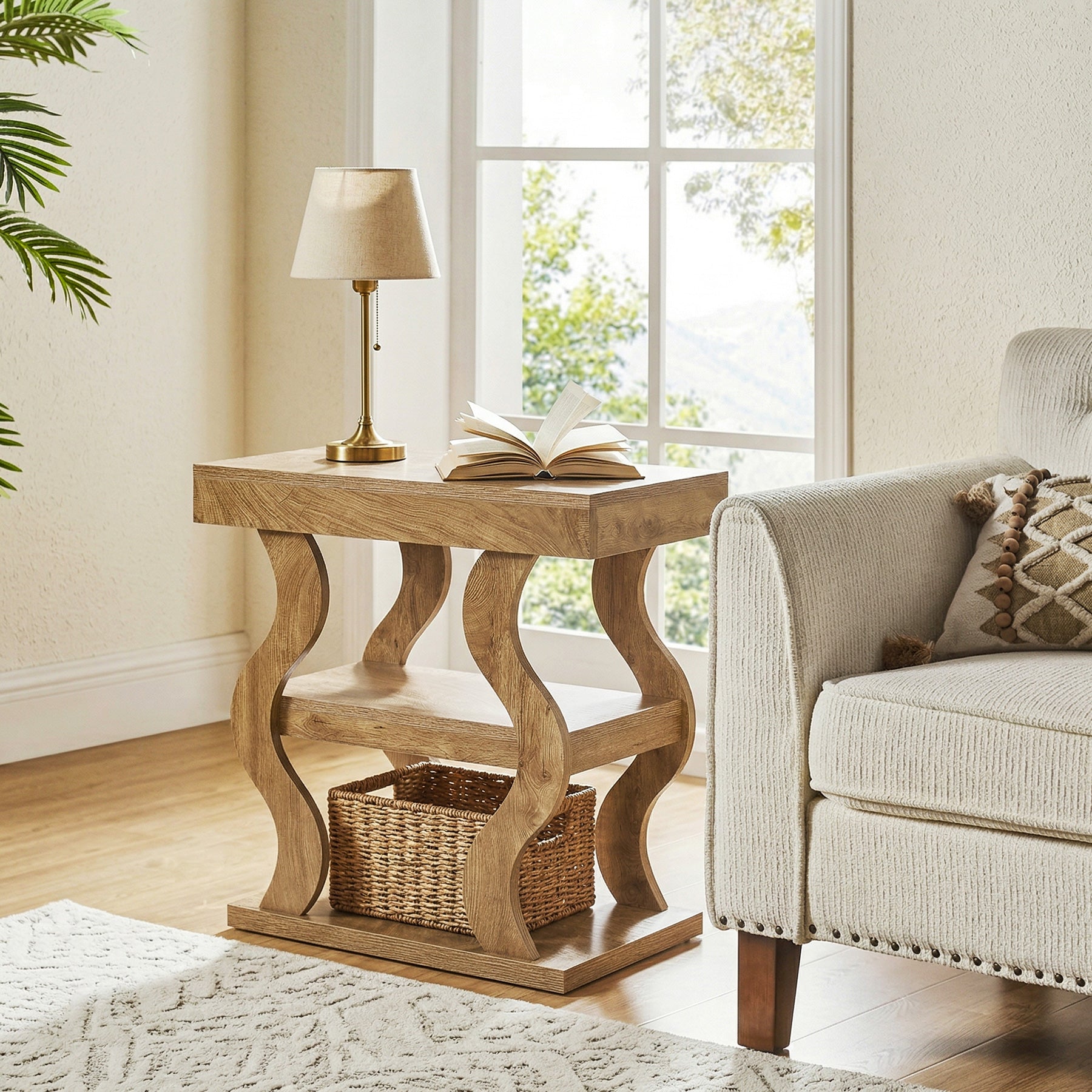 Tribesigns 23.62" Wavy End Table, 3-Tier Side Table for Living Room