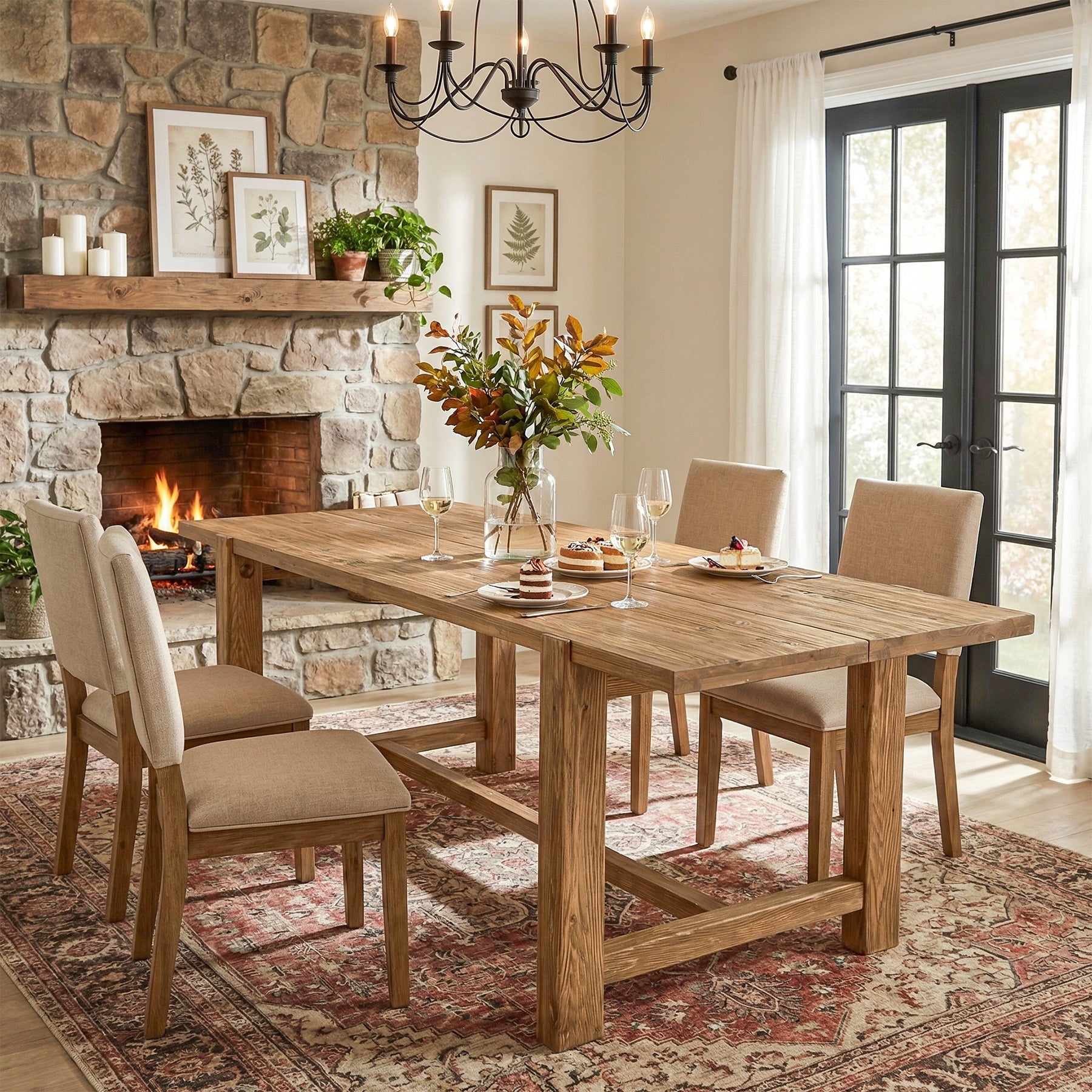 Tribesigns 63-Inch Solid Wood Dining Table, Farmhouse Rectangular Table for 4-6 People