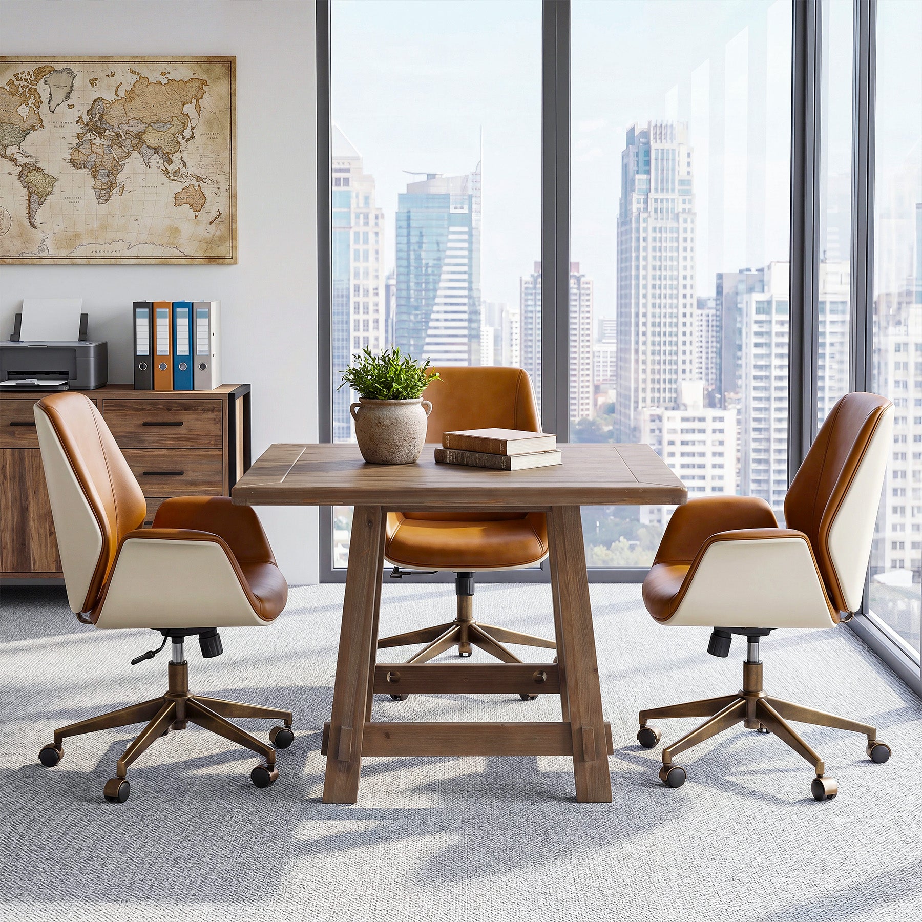 Tribesigns 31.49-Inch Solid Wood Conference Table for 4, Square Meeting Table for Home Office