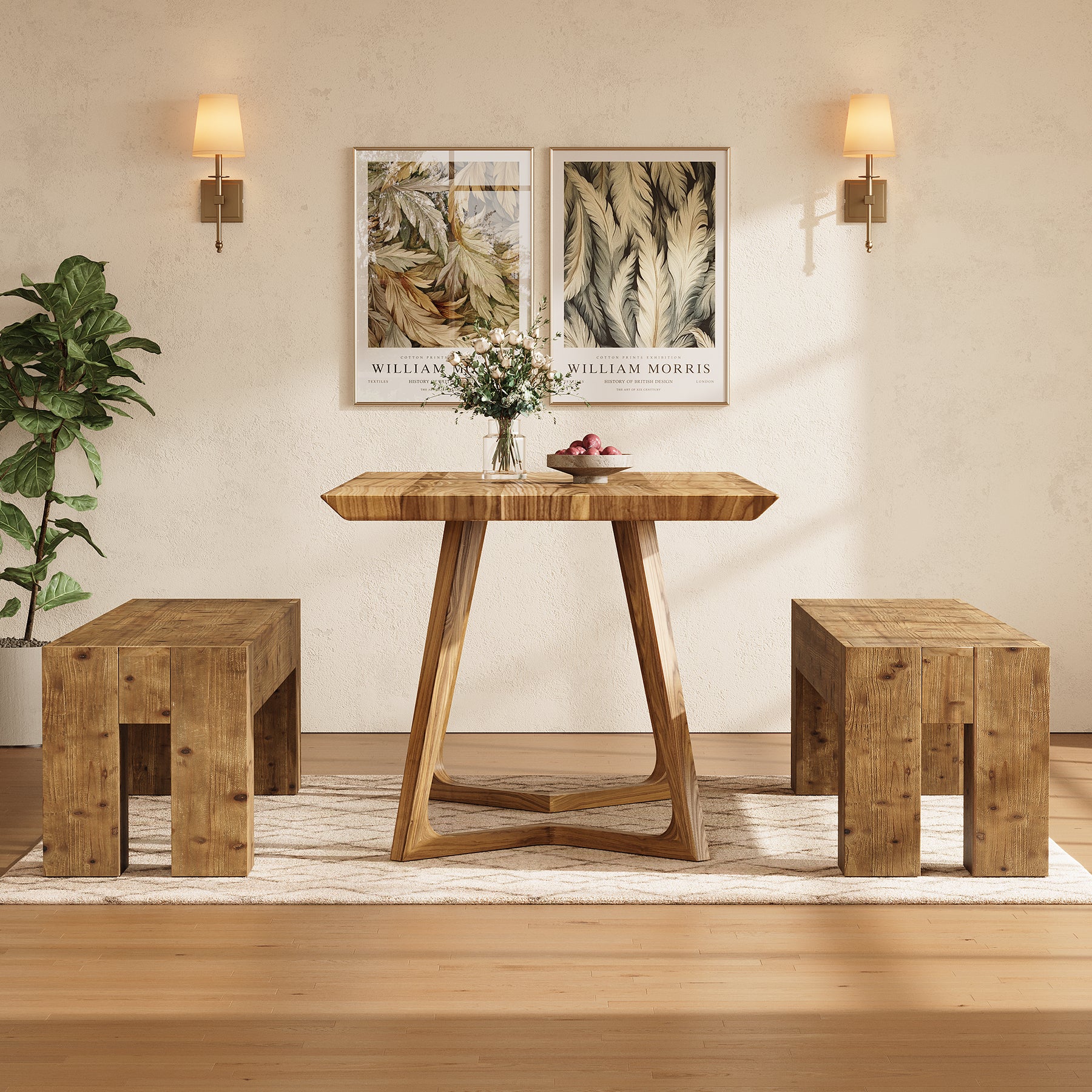 Tribesigns 63-Inch Solid Wood Dining Bench with Sturdy Frame, Farmhouse Kitchen Table Bench for Dining Room Kitchen and Entryway
