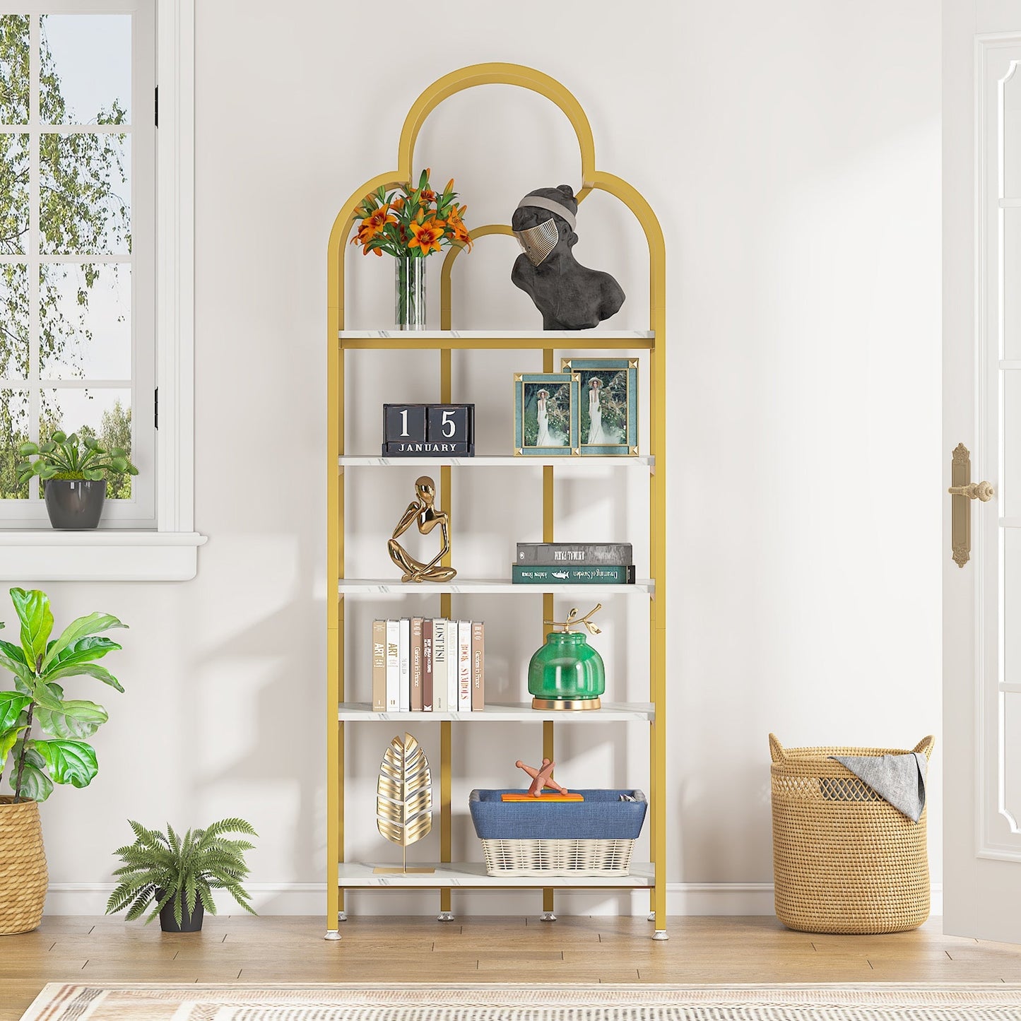 5-Tier Bookshelf, Modern Bookcase Display Shelves Stand Rack Tribesigns