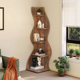 5-Tier Corner Shelf, Modern Wall Corner Bookshelf Bookcase Tribesigns 3