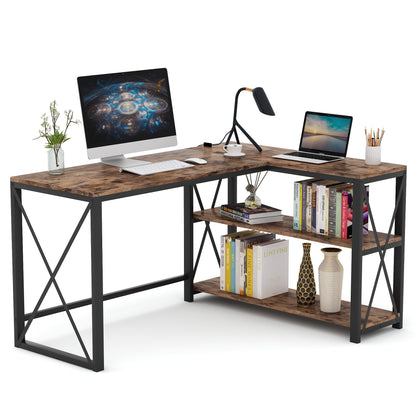 51" L-Shaped Desk, Computer Corner Desk with Storage Shelves Tribesigns