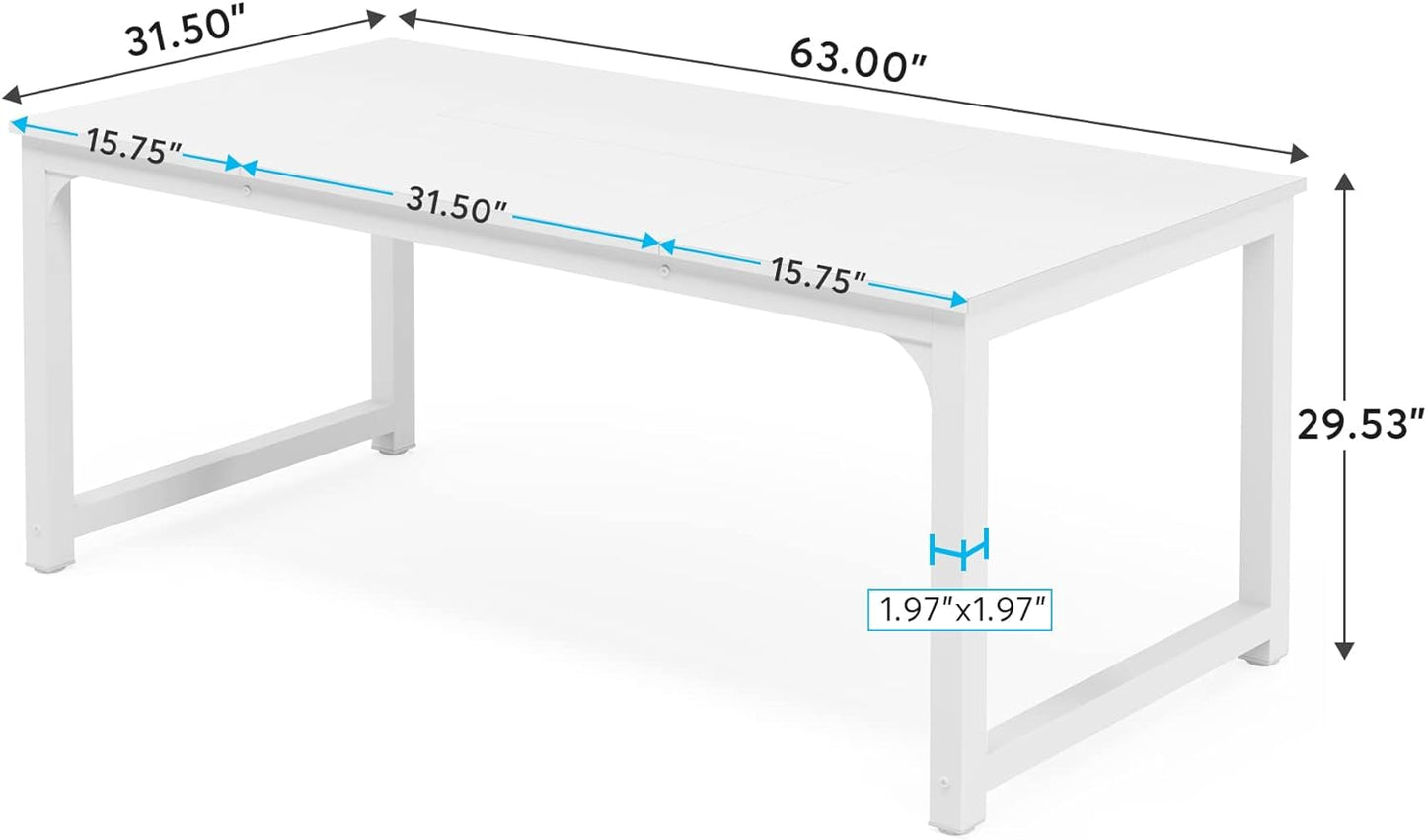 Modern Conference Table - Rectangular Meeting Desk for Computer Use