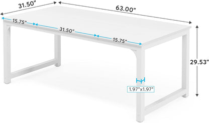 Modern Conference Table - Rectangular Meeting Desk for Computer Use