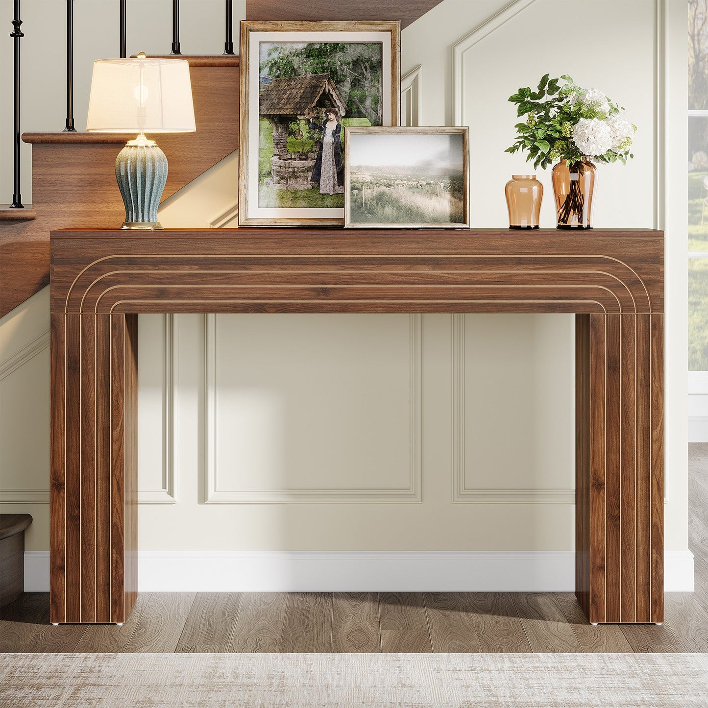 55" Wood Console Table, Farmhouse Sofa Table Hallway Table