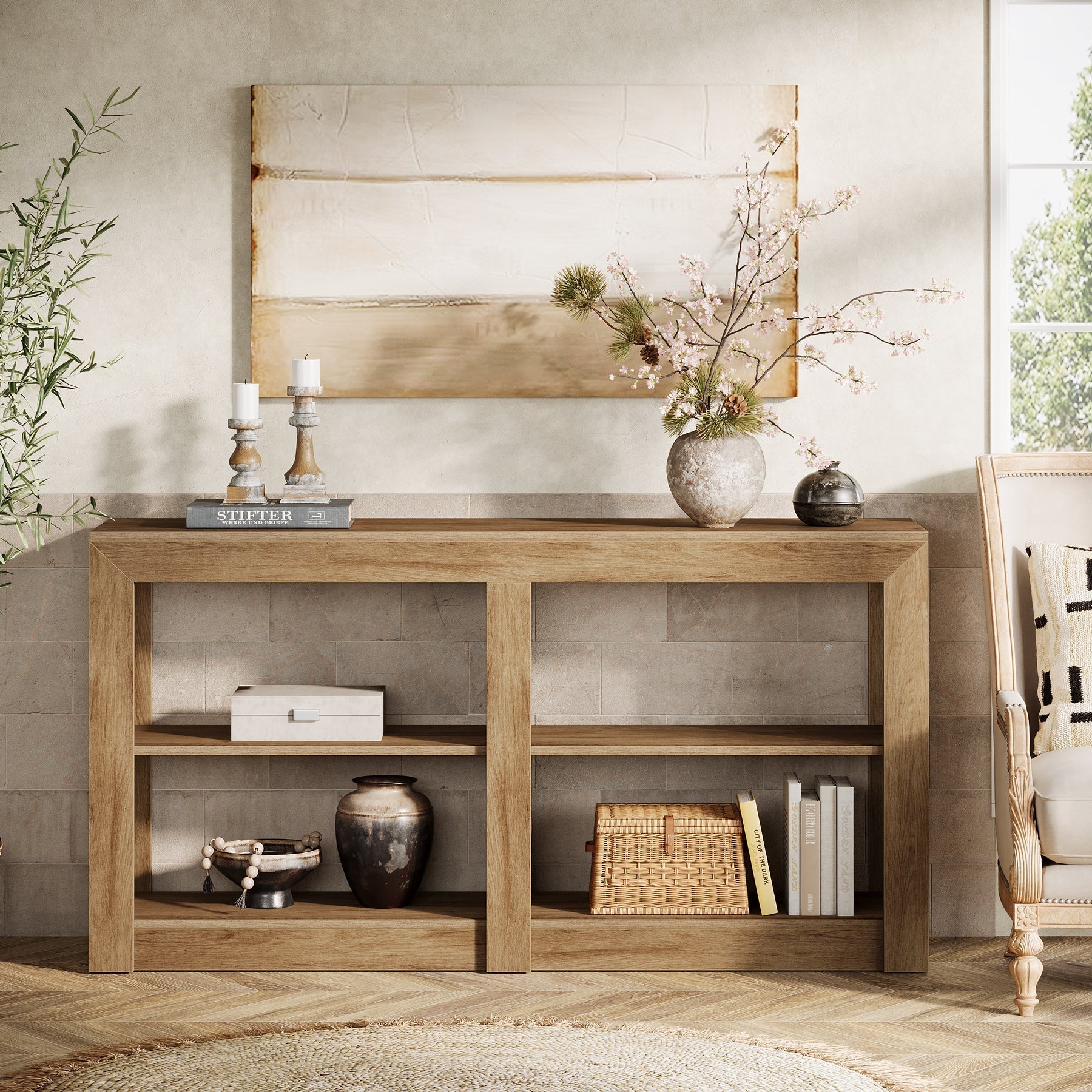 59" Console Table, 3 - Tier Sofa Table Entryway Table with Storage Tribesigns