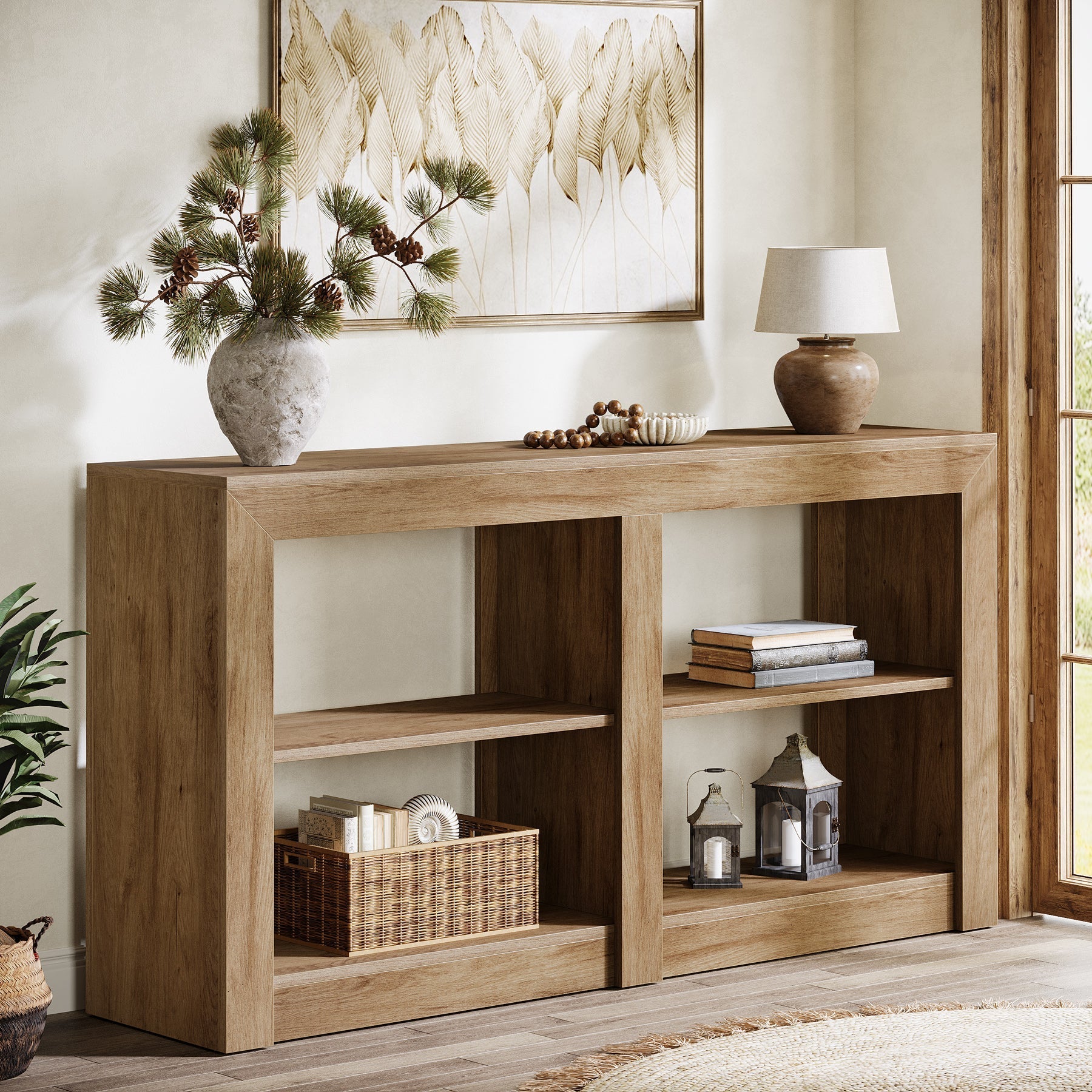 59" Console Table, 3 - Tier Sofa Table Entryway Table with Storage Tribesigns