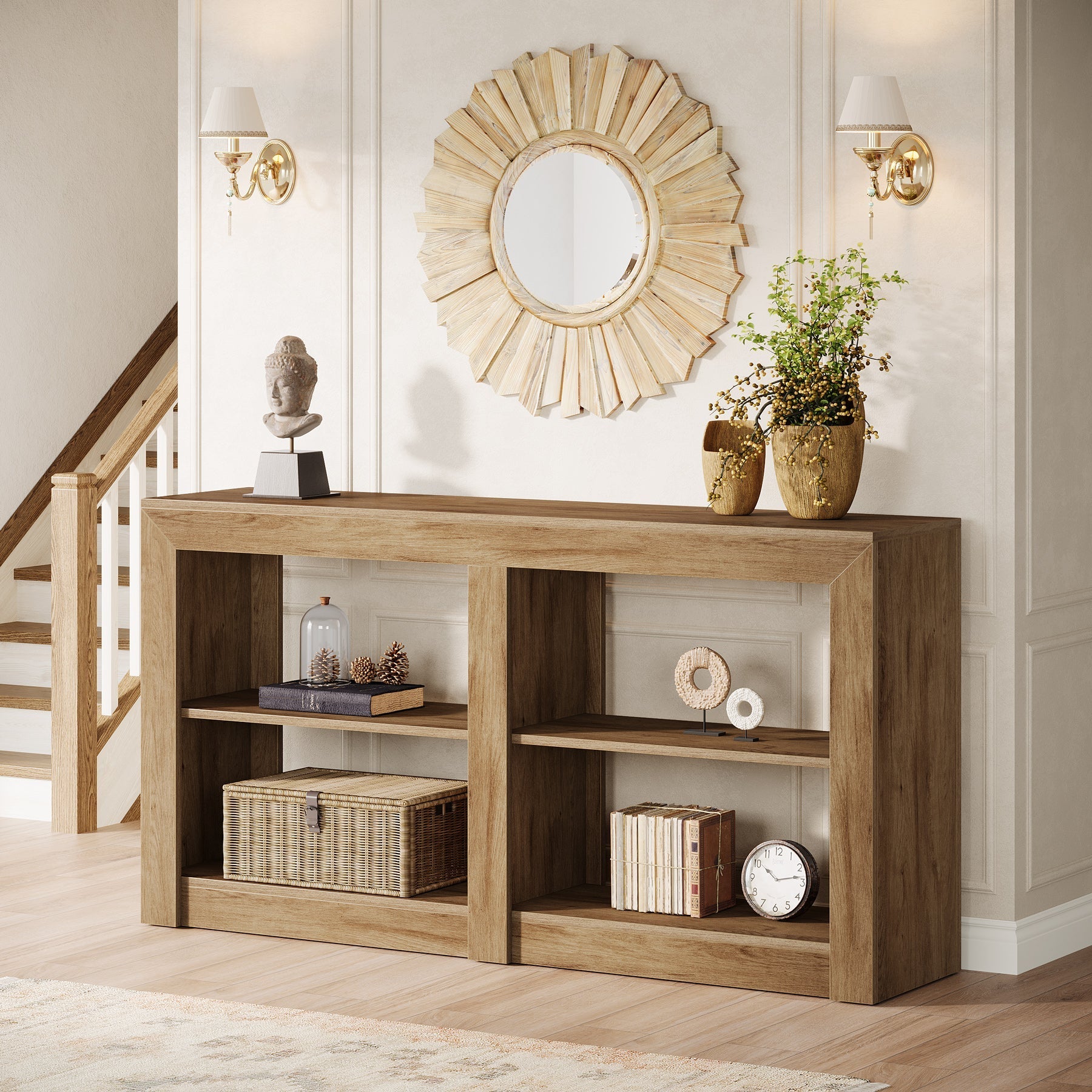 59" Console Table, 3 - Tier Sofa Table Entryway Table with Storage Tribesigns