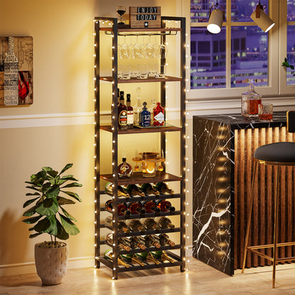 Tribesigns 20-Bottle Wine Baker's Rack, 9-Tier Freestanding Wine Rack with Glass Holder