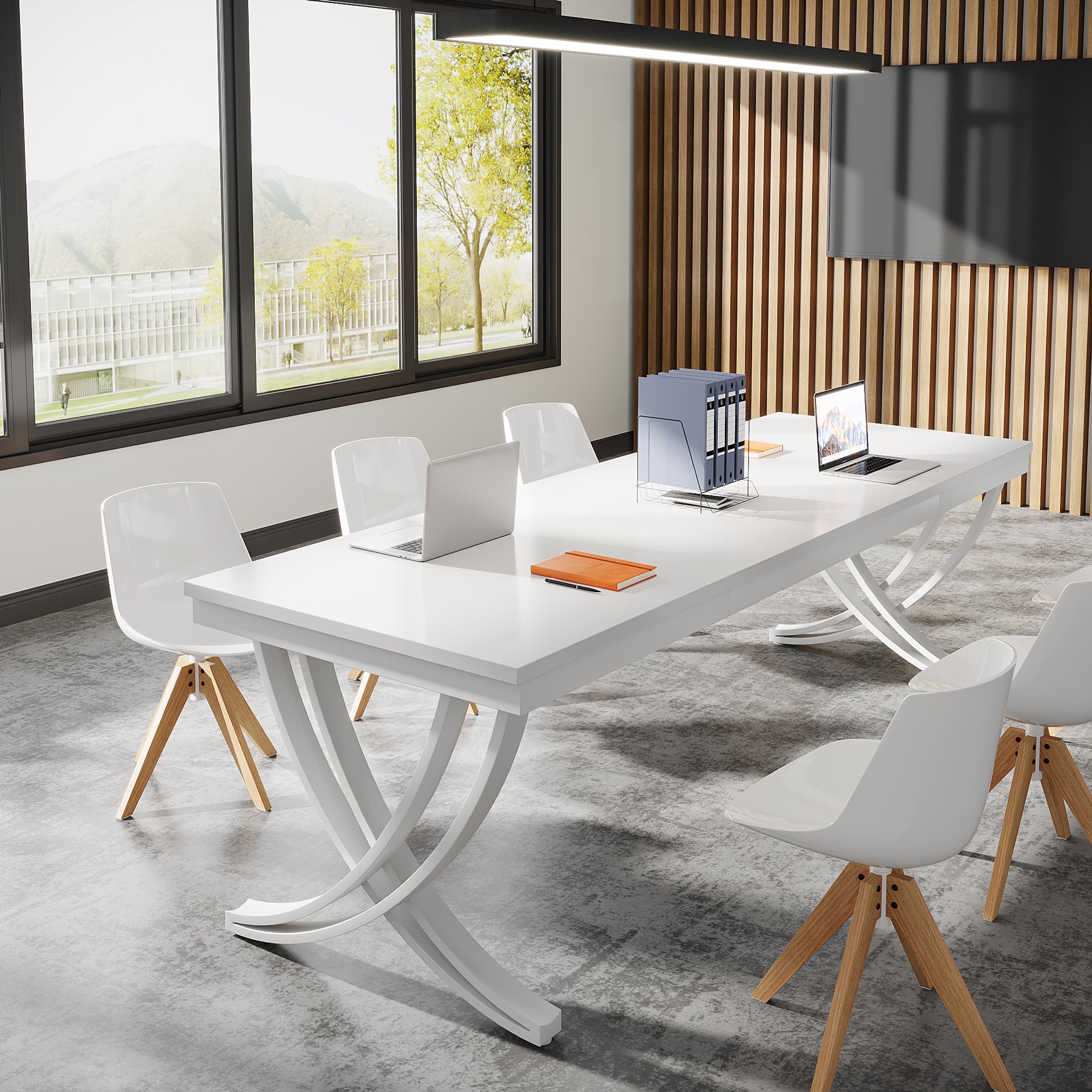 6.5FT Conference Table for 6-8 People, 78-Inch Rectangular Table with Metal Frame