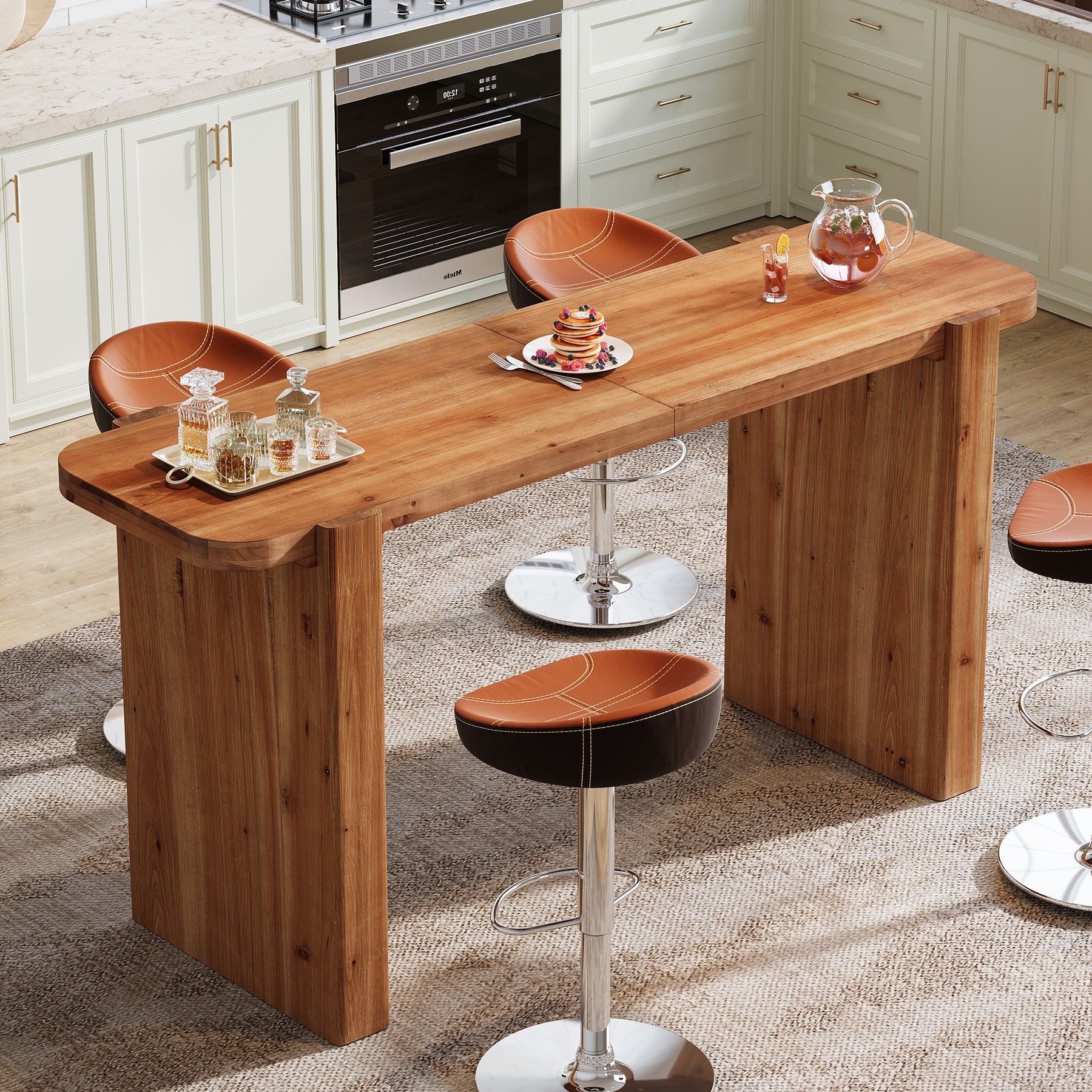 Tribesigns 63-Inch Solid Wood Bar Table, Counter Height Pub Table for Kitchen and Dining Room