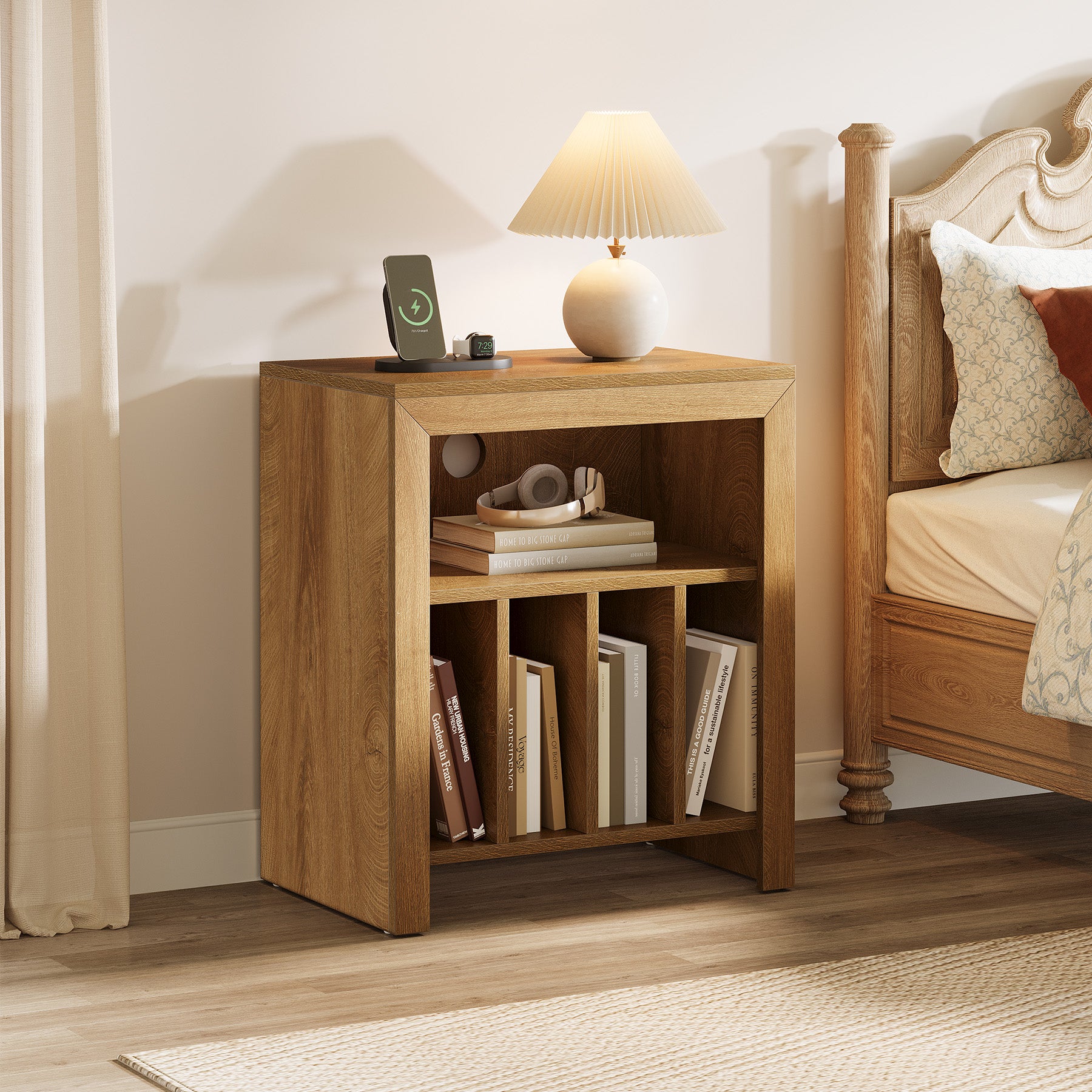 Tribesigns Industrial Record Player Cabinet with Wheels, Vinyl CD Media Storage Side Table
