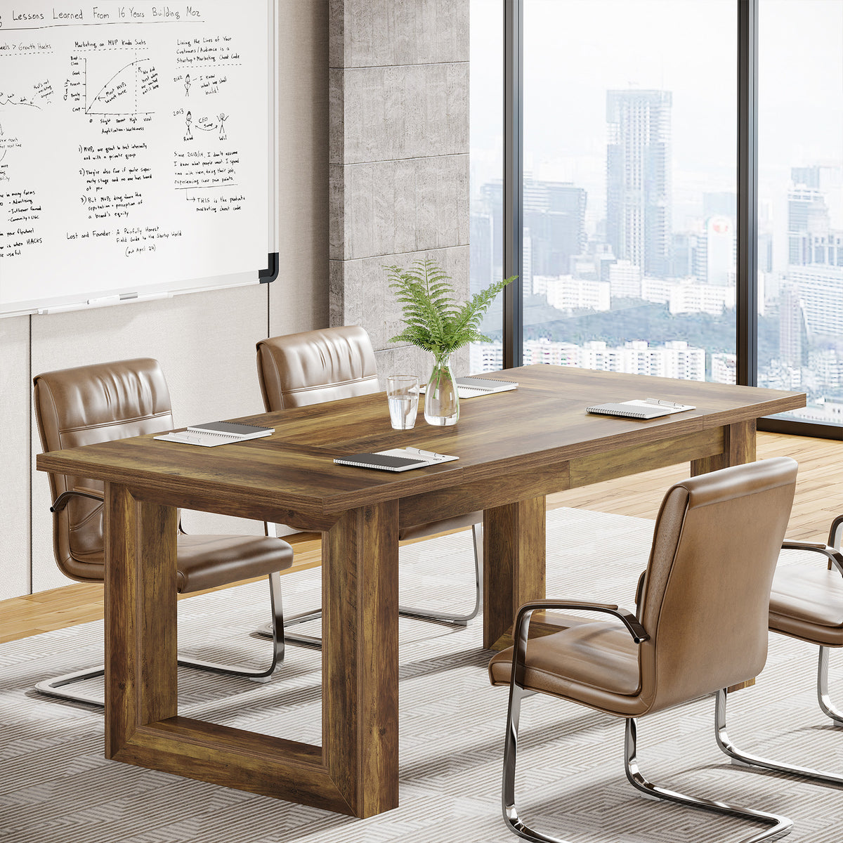63 Inch Executive Desk with Spacious Worktop, Modern Home Office Desk for Workspace and Studio