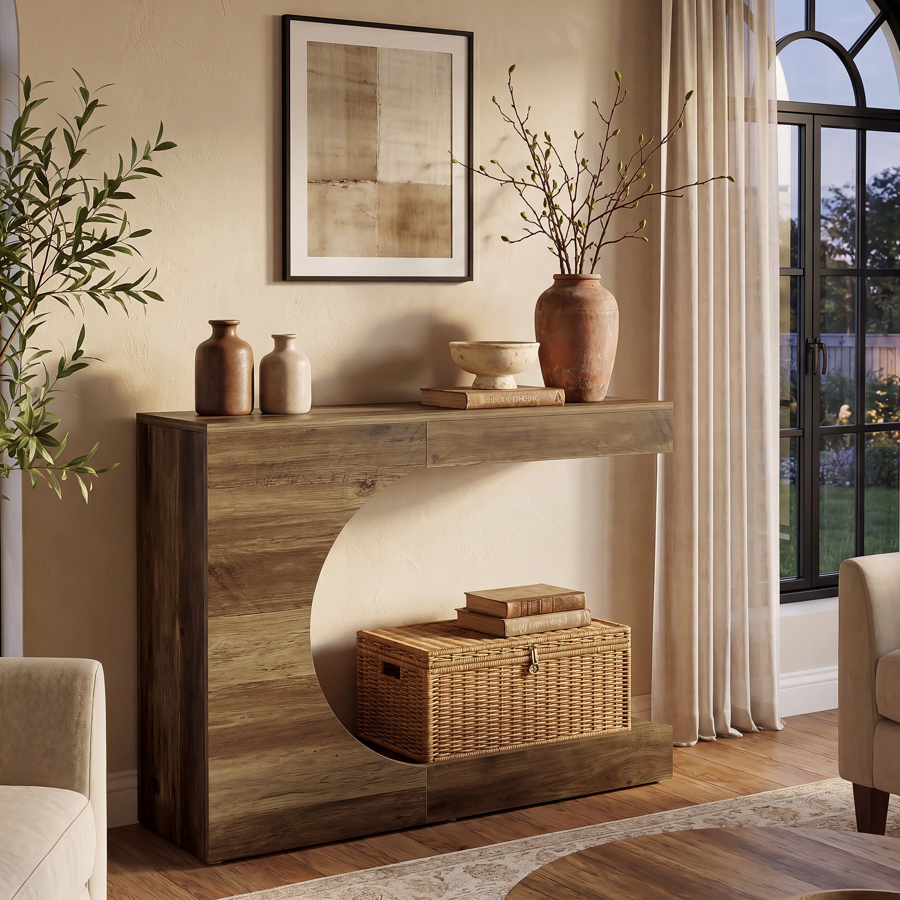 Tribesigns 40-Inch Farmhouse Console Table with C-Shaped Design, Small Entryway Table for Foyer and Living Room