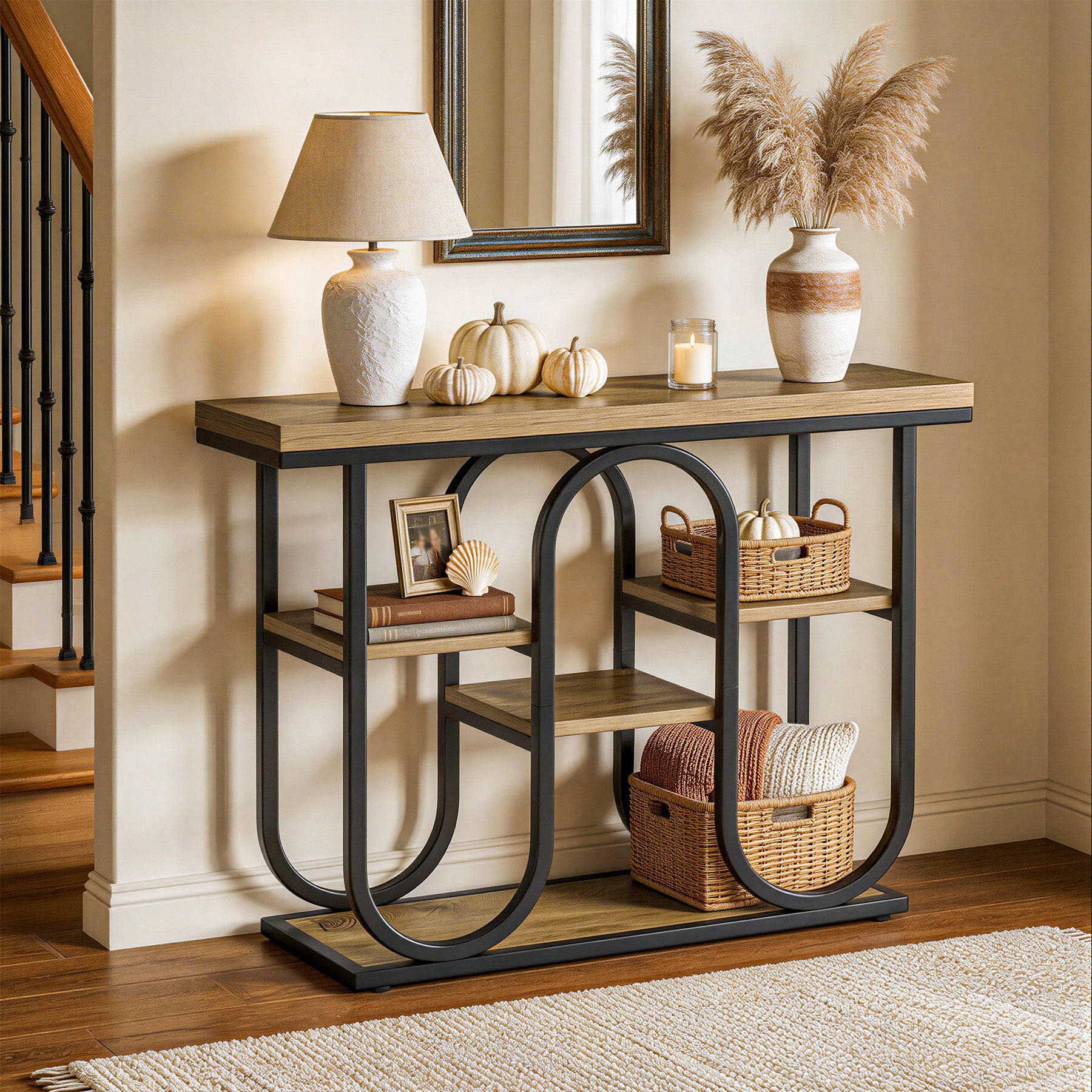 Tribesigns 39.4" Console Table, 4-Tier Industrial Sofa Table for Entryway