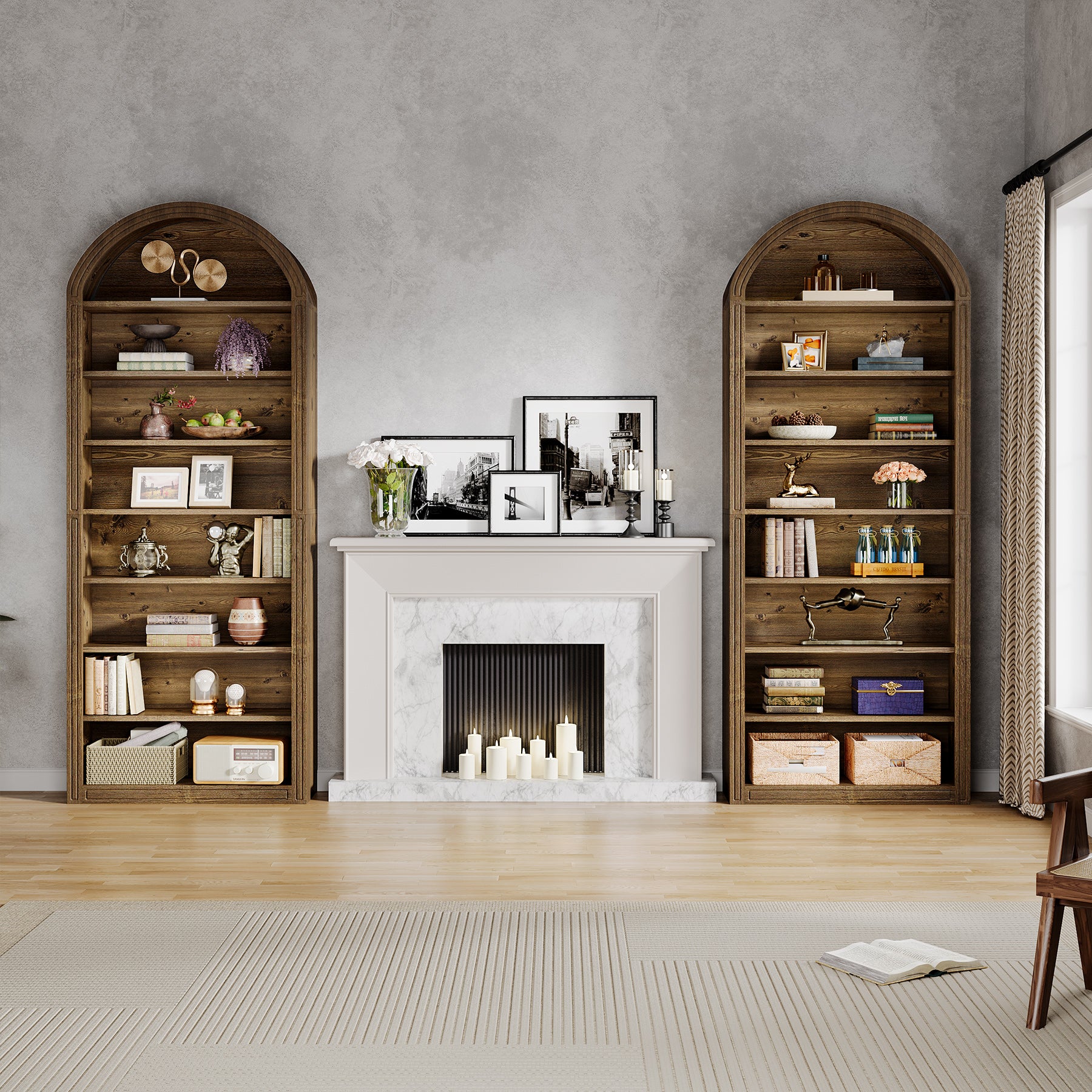 Tribesigns 79.5" Arched Bookshelf, 8-Tier Tall Bookcase for Living Room