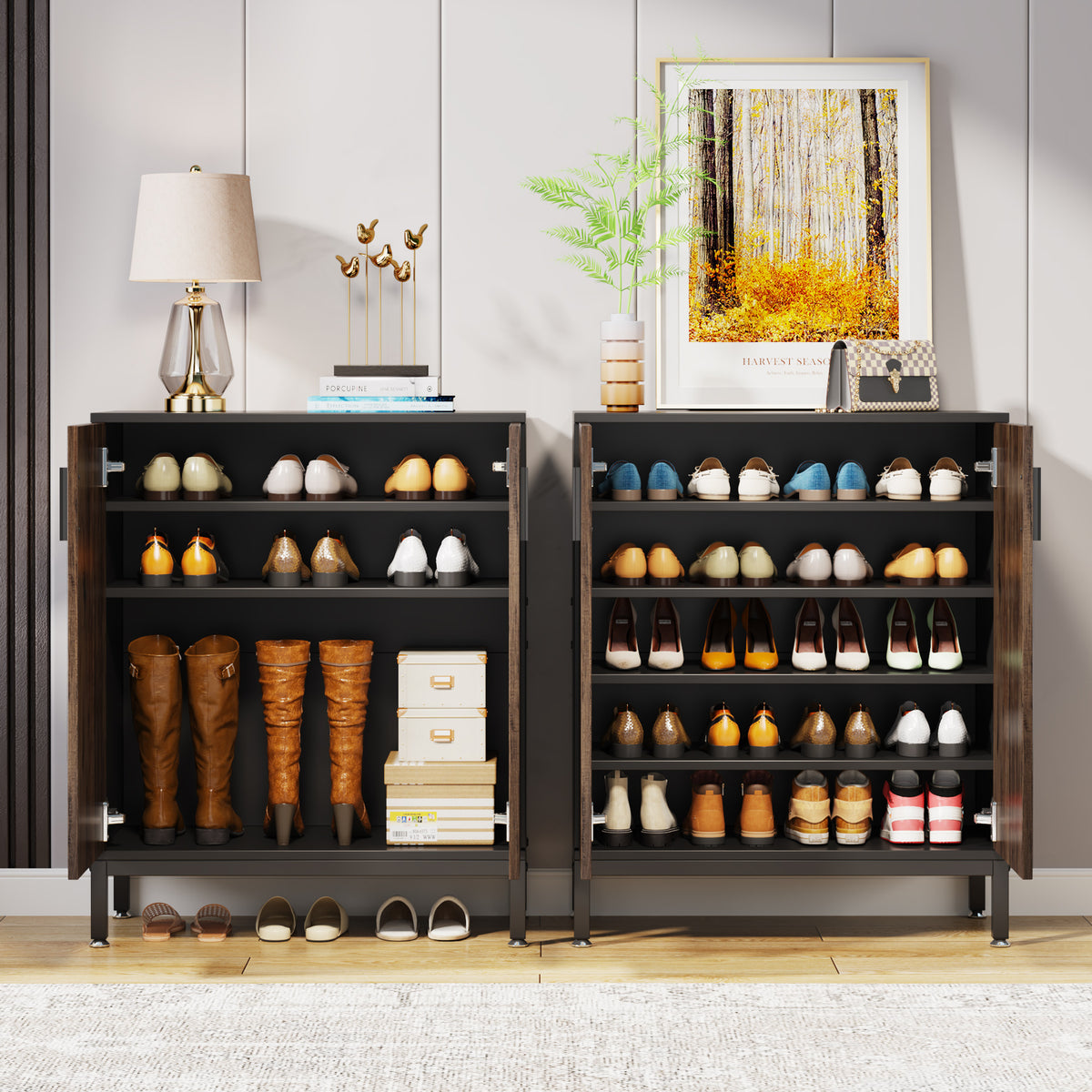 Tribesigns 31.5" Shoe Cabinet with Doors and 5-Tier Storage, 20-Pair Shoe Organizer for Entryway