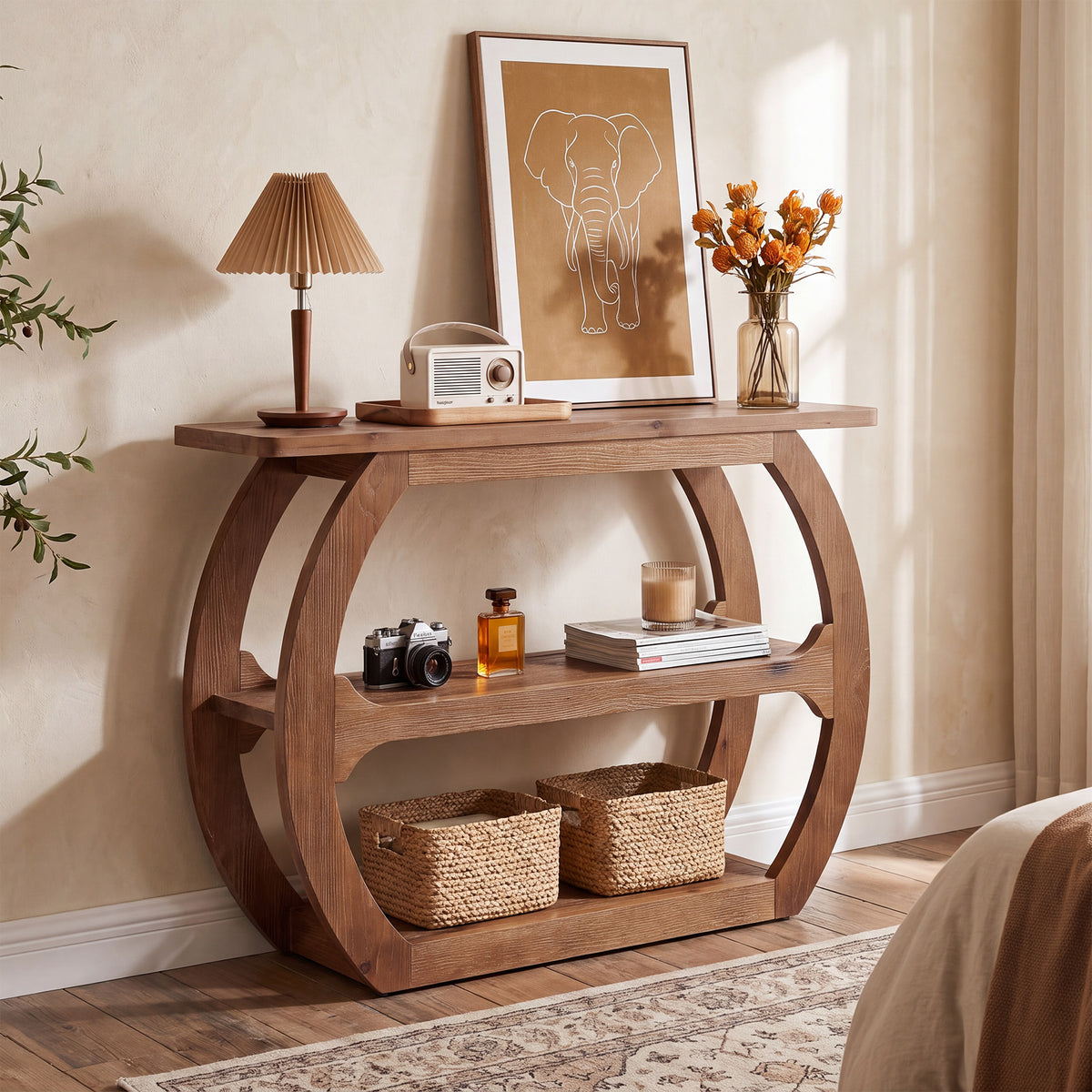 Tribesigns 41.3" Solid Wood Console Table with O-Shaped Base, Small Sofa Table for Entryway