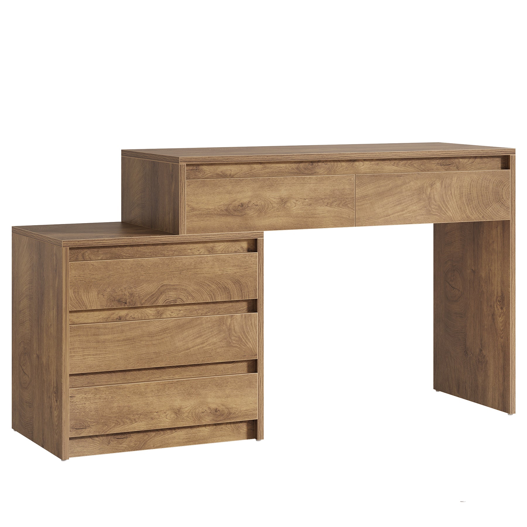 62.99-Inch Computer Desk with 5 Drawers, Industrial Home Office Desk with File Cabinet for Small Spaces