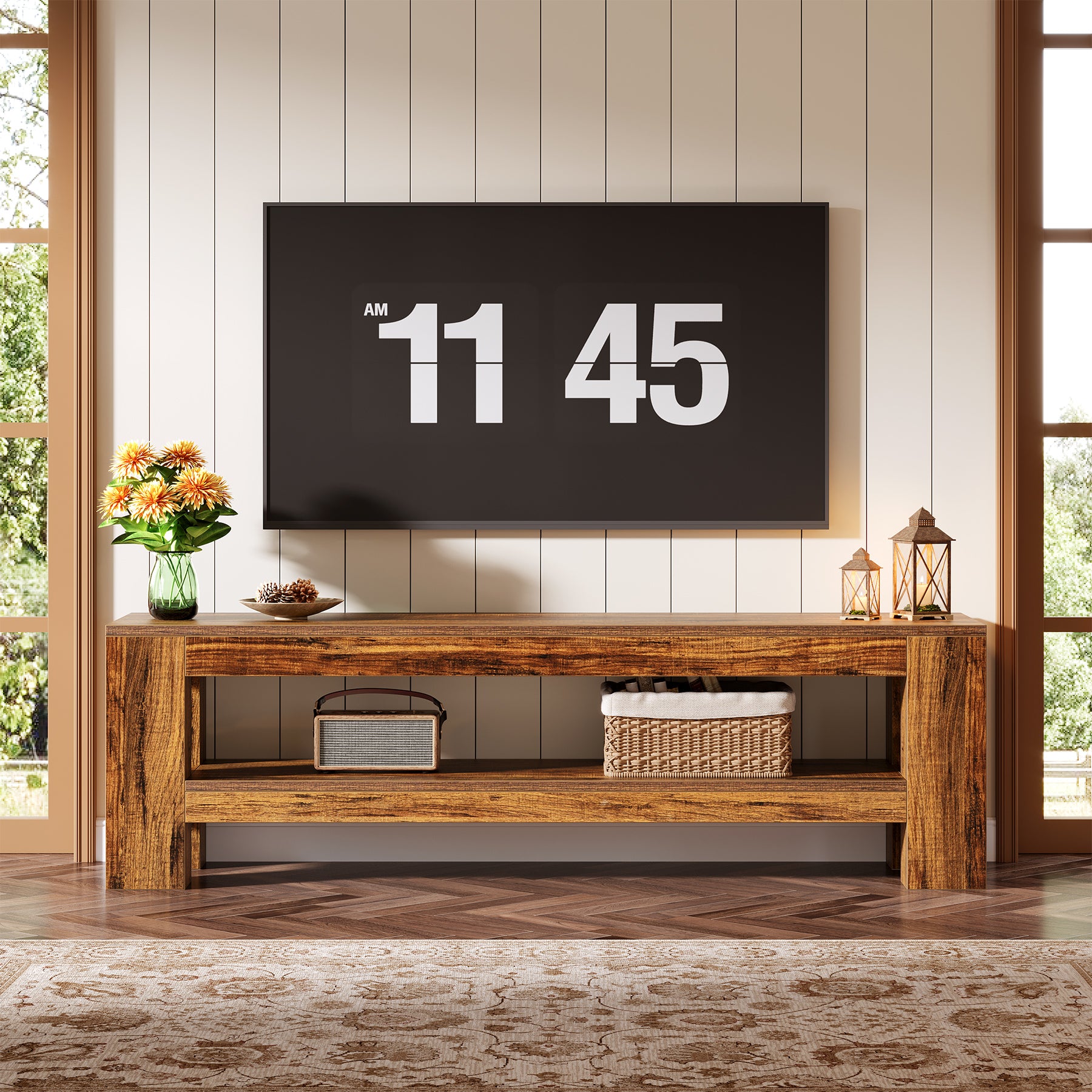 Tribesigns 59" TV Stand, Rustic Media Console with Shelf for Living Room