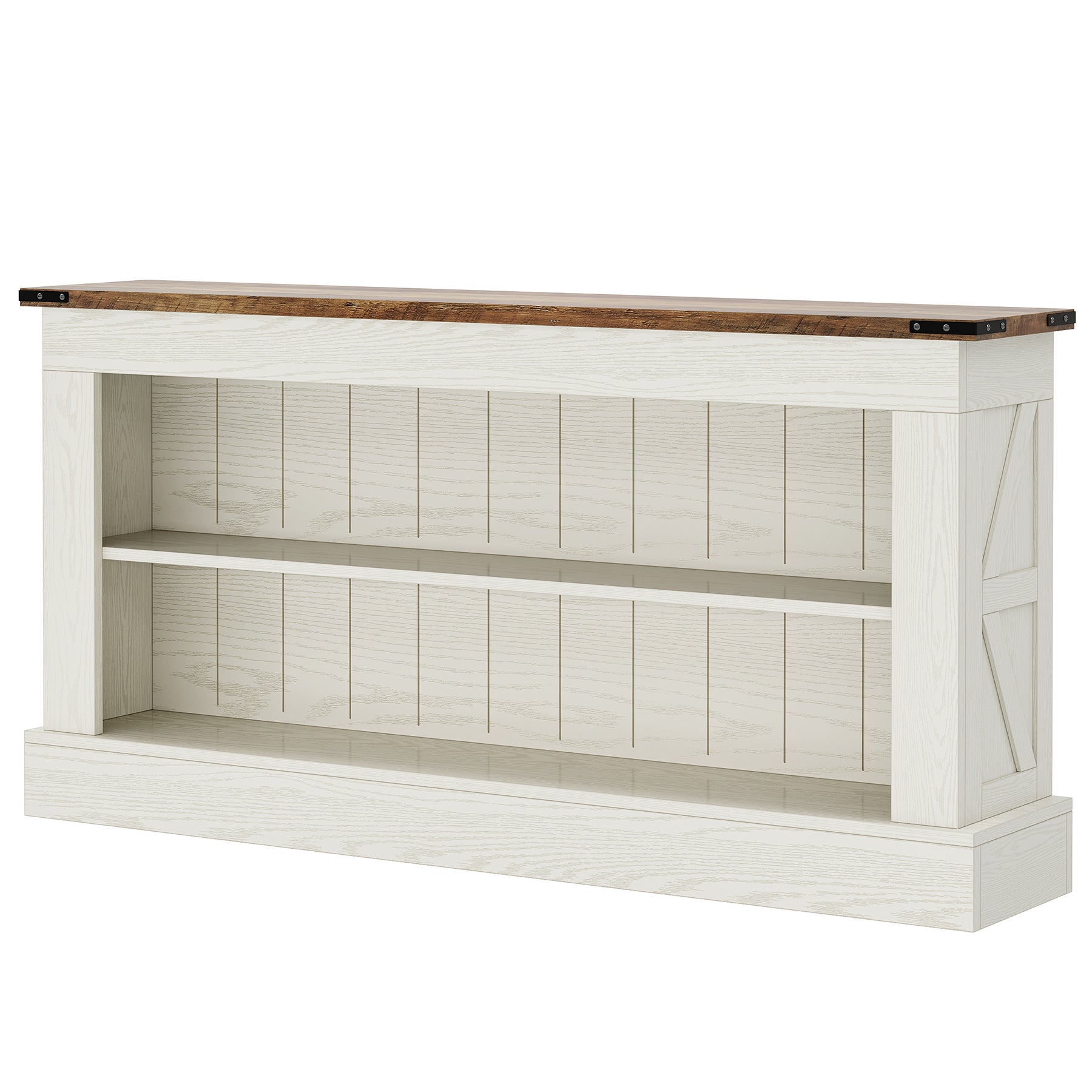 Tribesigns 63-Inch Modern Farmhouse TV Stand with Storage, White Media Console for Living Room