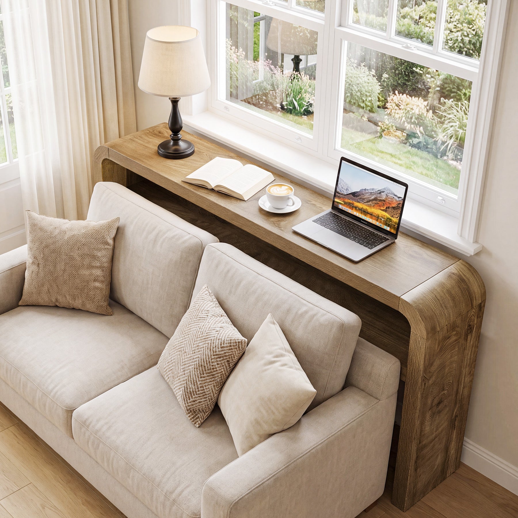 63 Inch Long Console Table with 2-Tier Storage, Narrow Sofa Table for Living Room