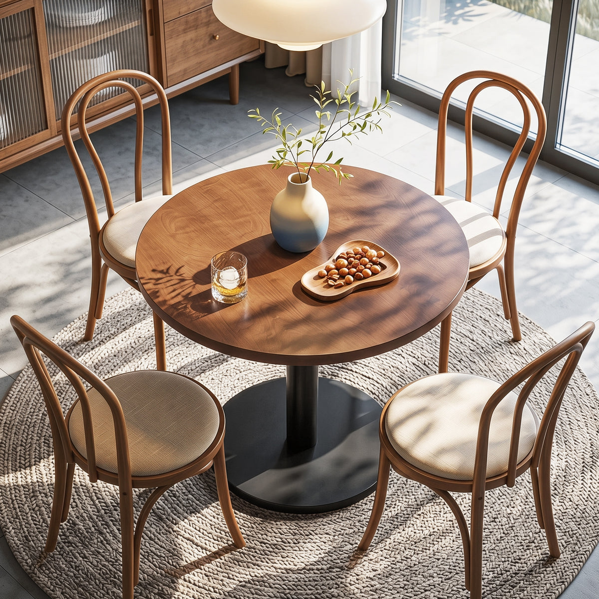 Tribesigns 31.5-Inch Round Dining Table with Black Metal Pedestal Base, Small Kitchen Table for 2-4 People in Dining Room