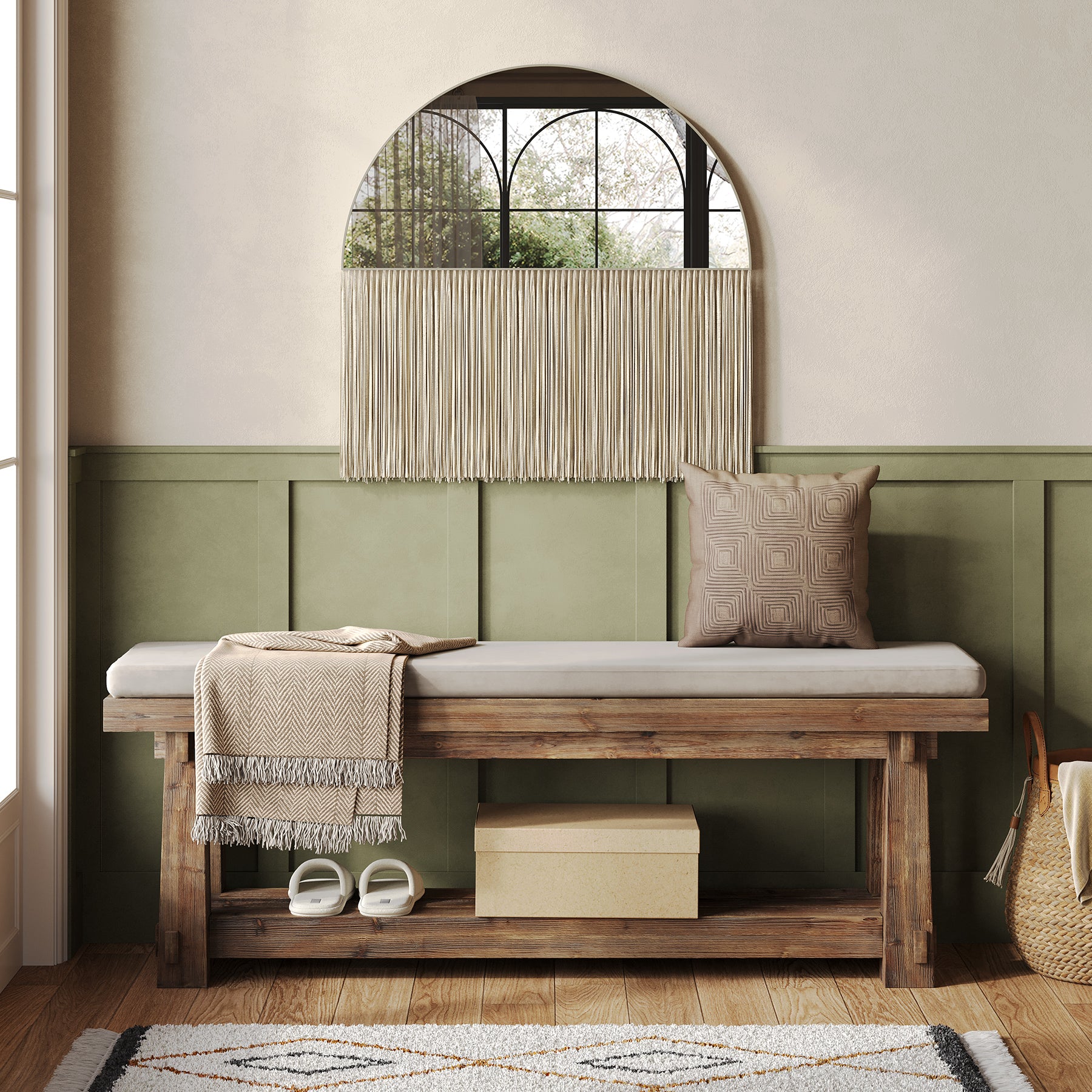 Tribesigns 55-Inch Shoe Storage Bench, Solid Wood Entryway Bench for Hallway
