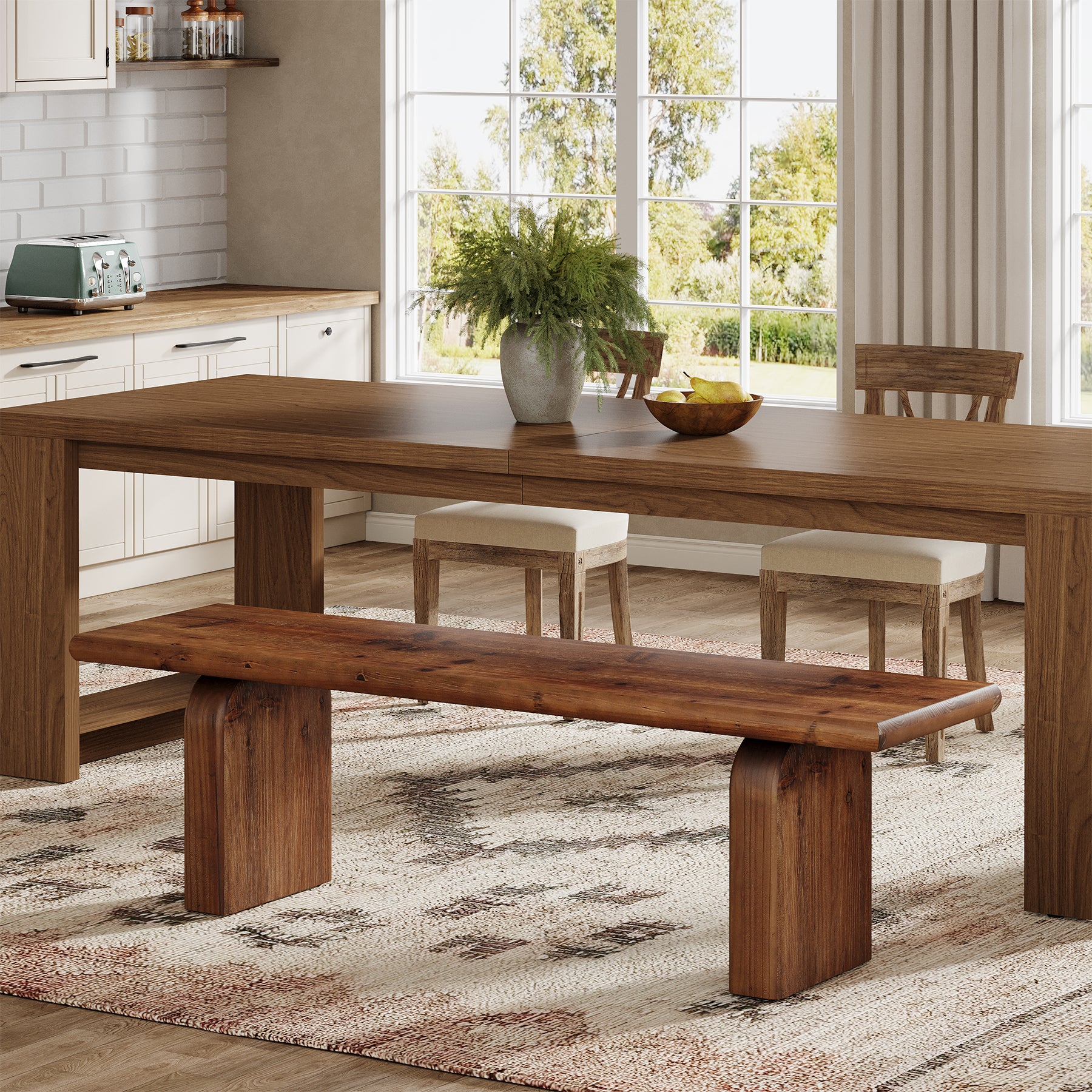 Tribesigns 62.99 Inch Solid Wood Entryway Bench, Farmhouse End of Bed Bench for Bedroom and Hallway