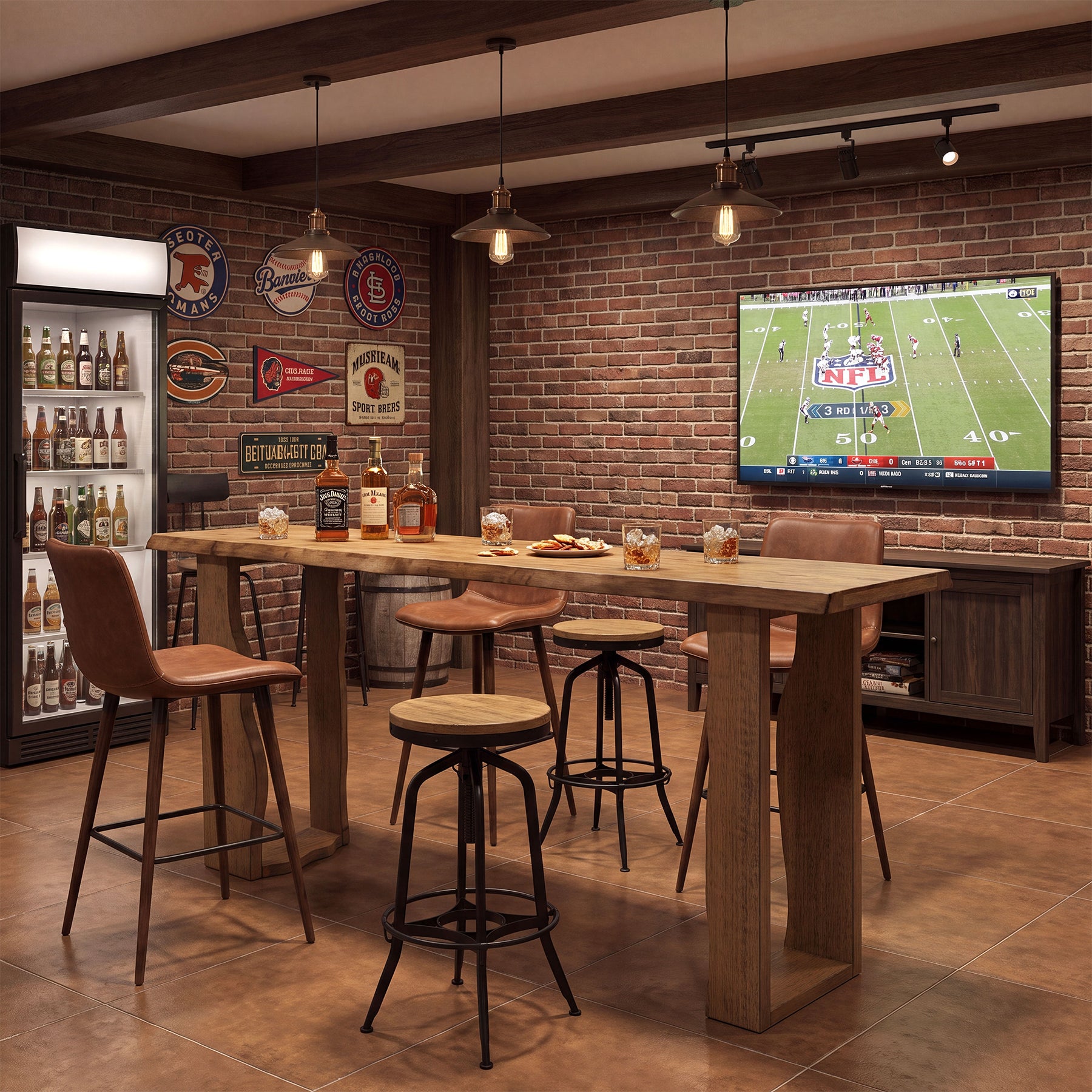 Tribesigns 70.9-Inch Solid Wood Bar Table, Extra Long Counter Height Pub Table with Wave Legs