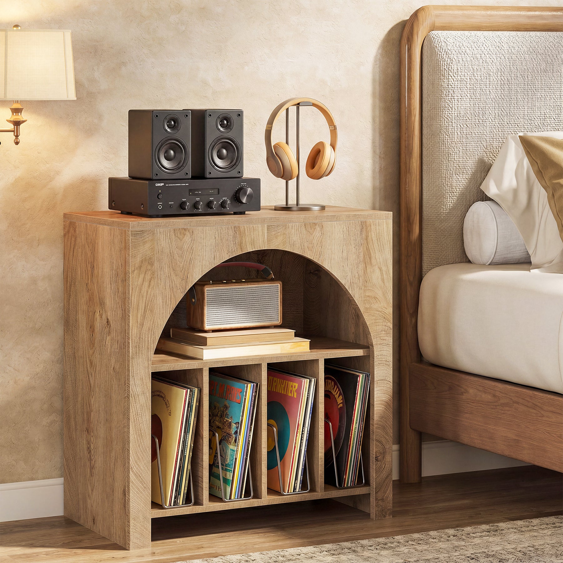 Tribesigns Record Player Stand for 370 Albums, 2-Tier Vinyl Storage Cabinet for Living Room