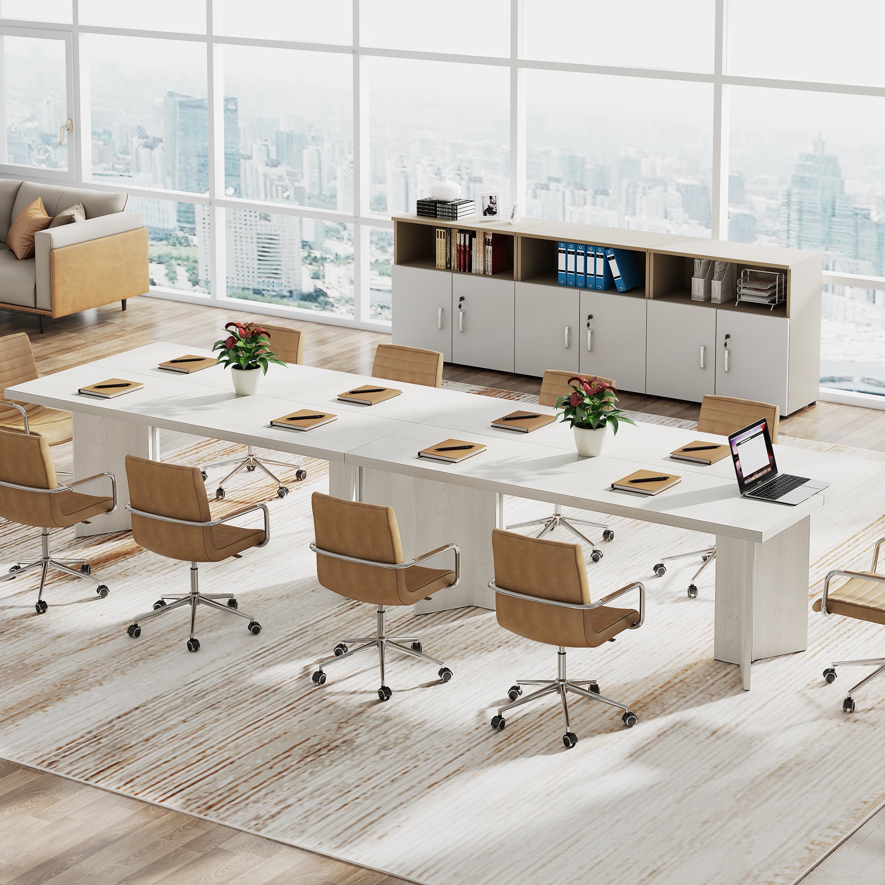 63" Wood Executive Desk, Farmhouse Computer Desk with Large Tabletop