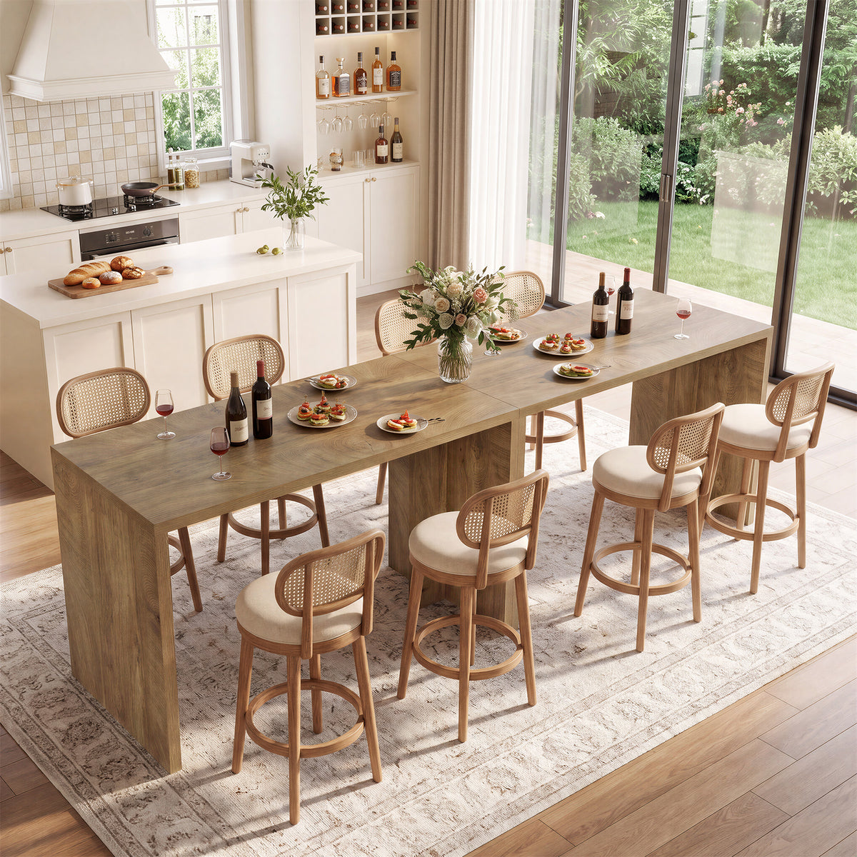 Tribesigns 55" Bar Table with Slim Top and Warm Wood Finish, Bar Height Table for Kitchen