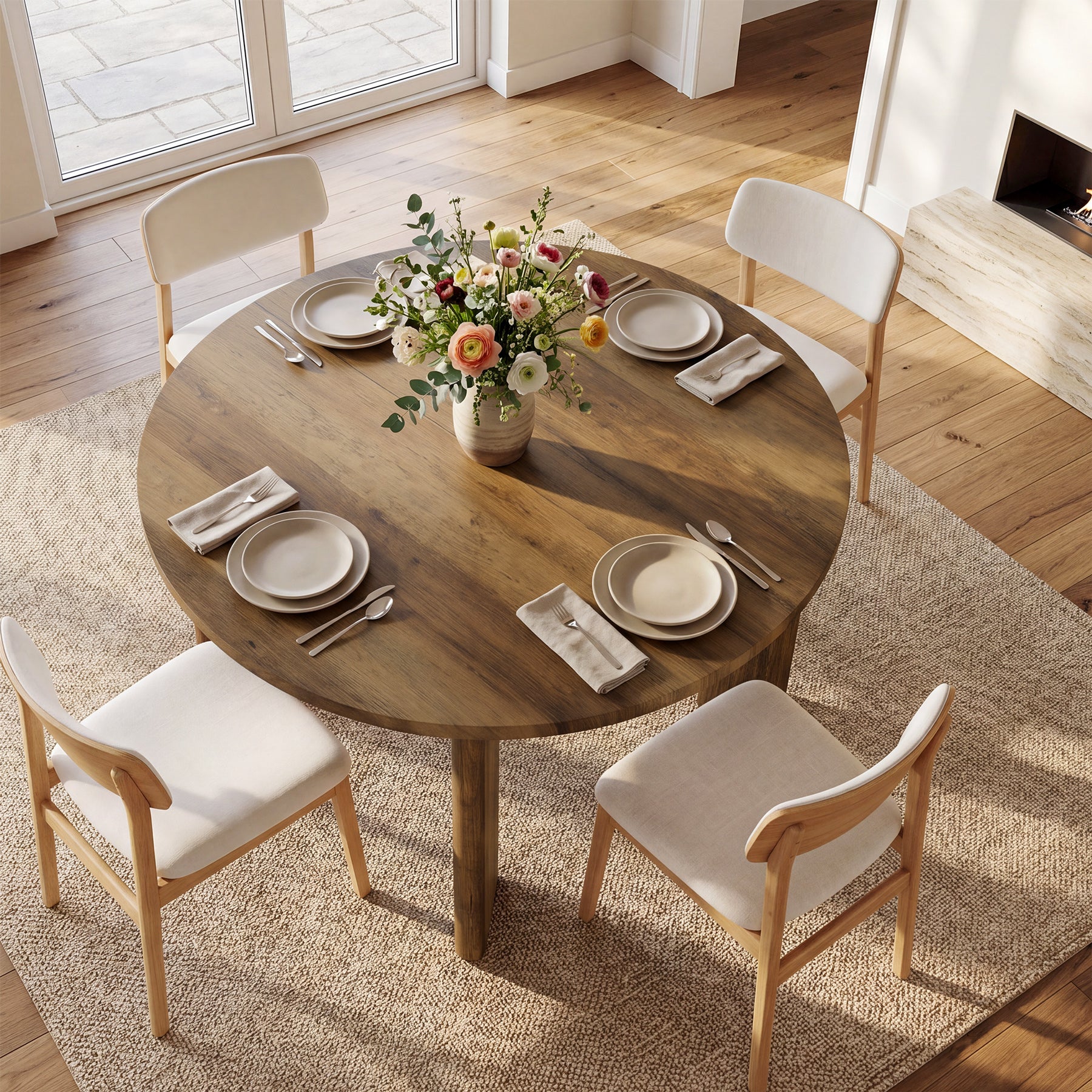Tribesigns 39-Inch Round Dining Table for 4, Farmhouse Kitchen Table with Rounded Edge Design