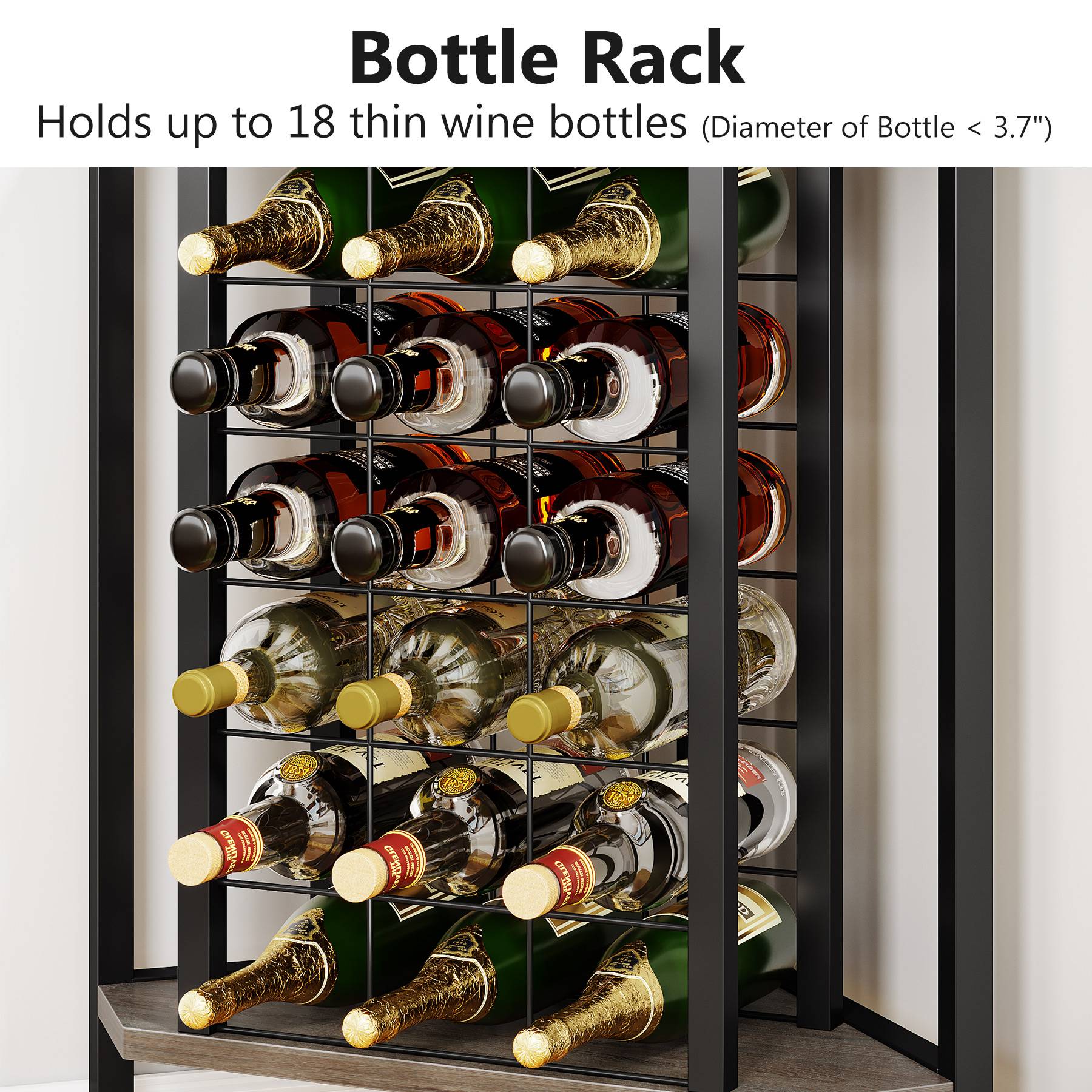 4-Tier Corner Wine Rack with Glass Holder and Storage Shelves