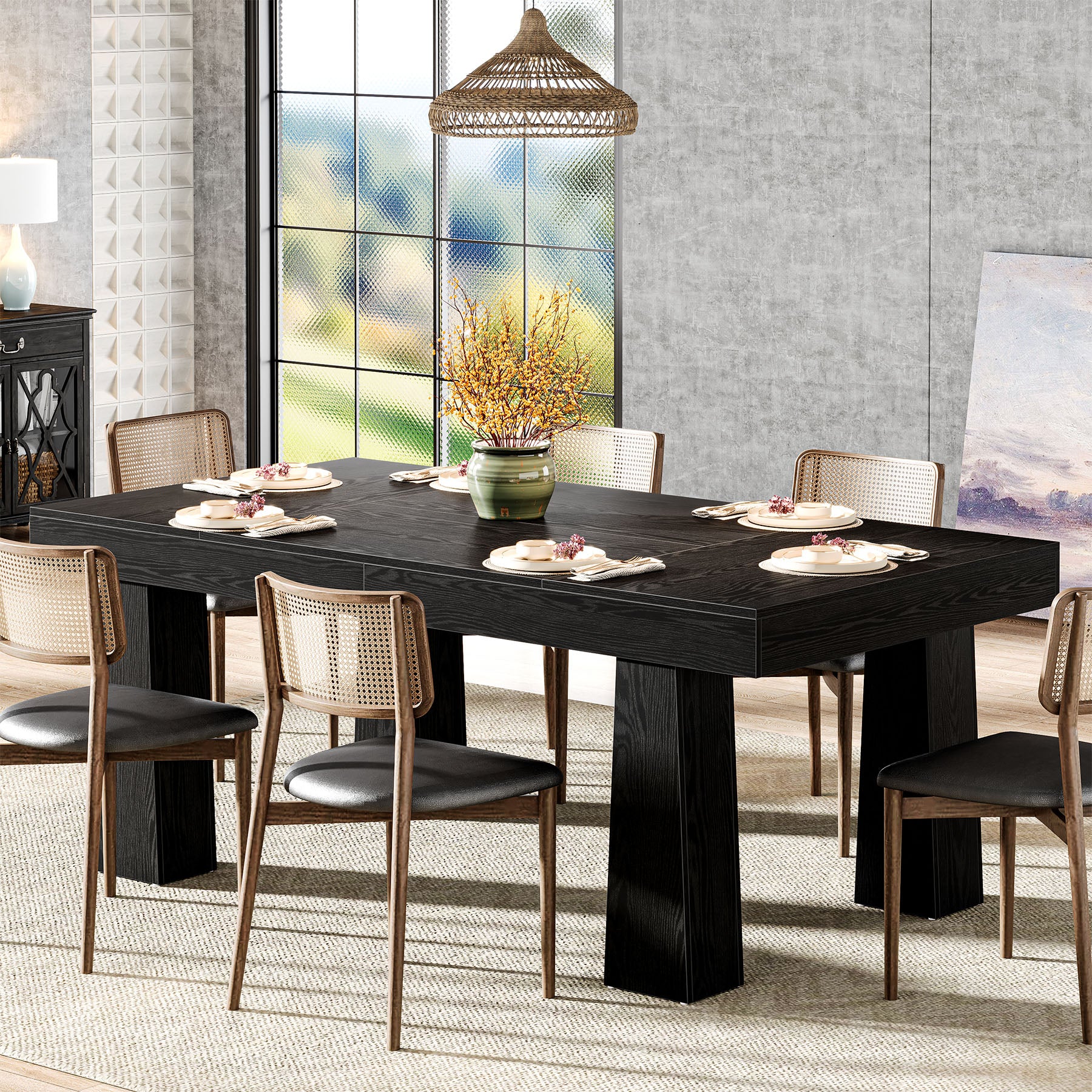 Tribesigns 63" Dining Table, Rectangular Kitchen Table for Dining Room