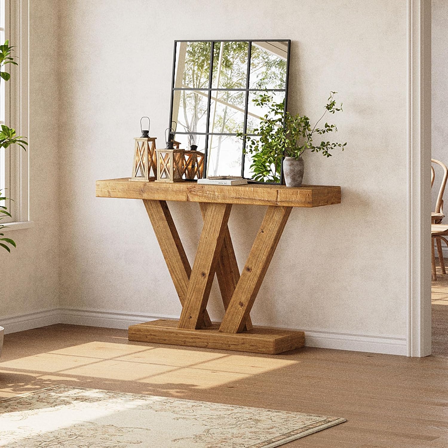 47" Solid Wood Console Table - Narrow Vintage Sofa Table for Entryway, Hallway & Living Room