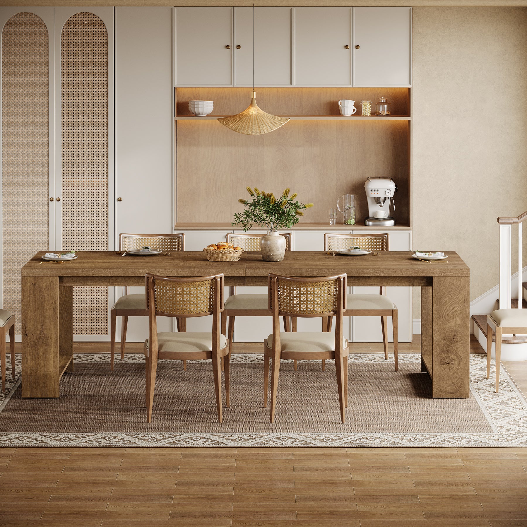 Tribesigns 86.6-Inch Dining Table for 6 with Reinforced Base, Long Farmhouse Table for Kitchen