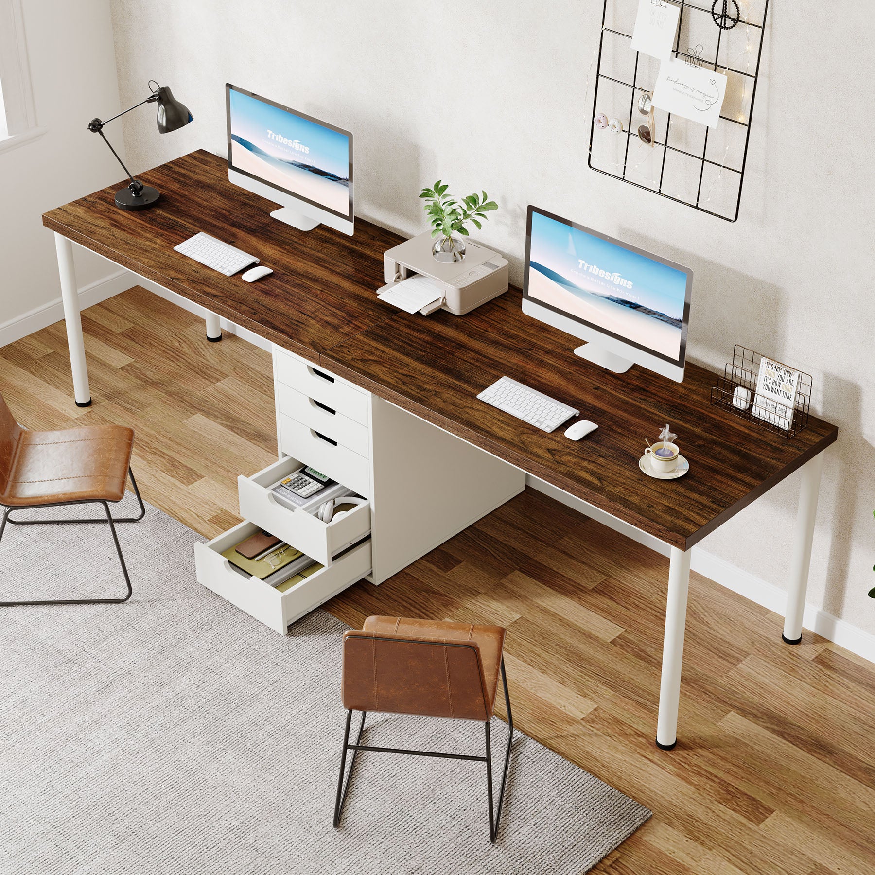 Tribesigns 78.7-Inch Two-Person Computer Desk with 5 Drawers, Double Office Workstation for Home Office