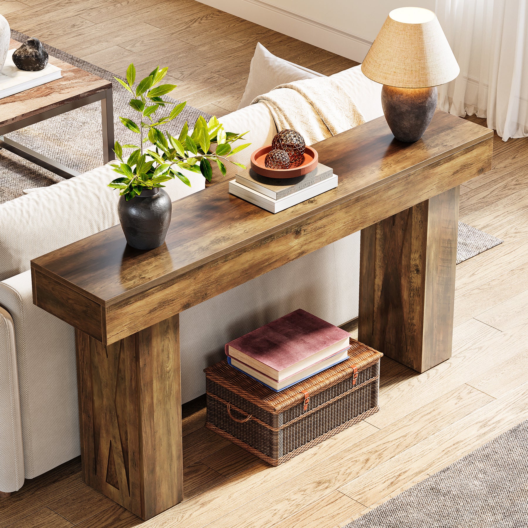 63 Inch Narrow Console Table, Modern Sofa Table for Entryway Living Room