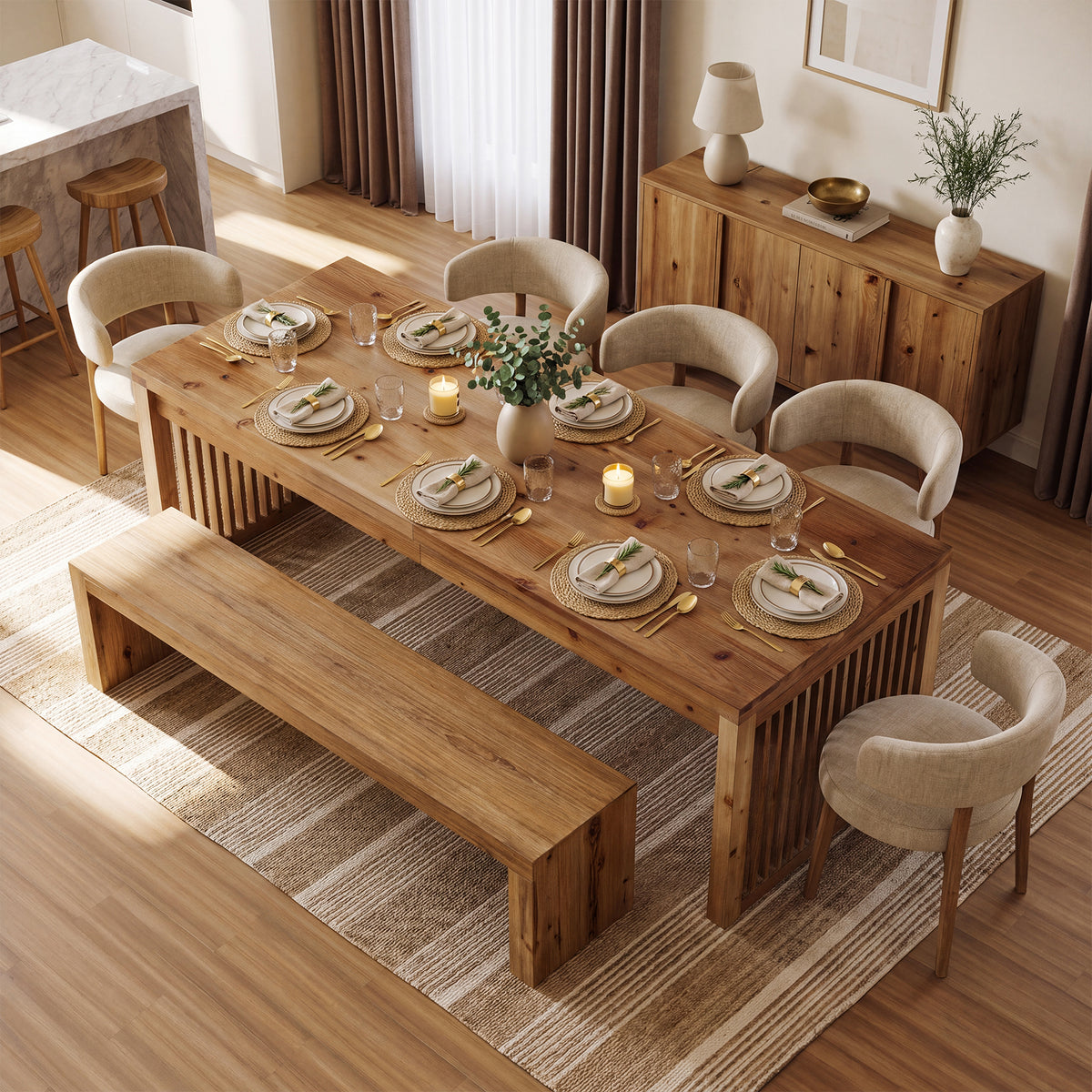 Tribesigns 79" Solid Wood Dining Table with Mission-Style Legs, Large Farmhouse Table for 6-8