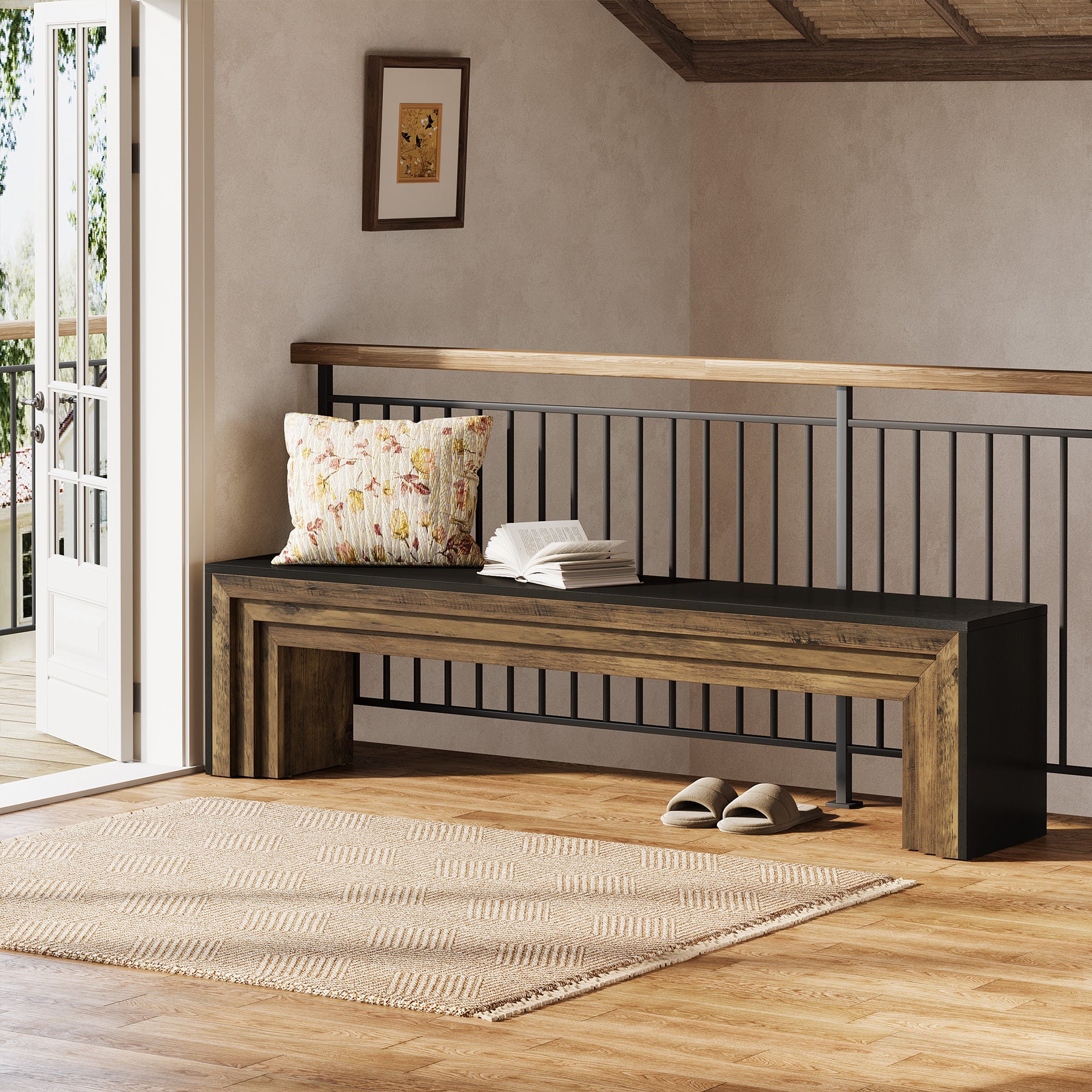 Tribesigns 70.9 Inch Extra Long Shoe Storage Bench, Modern Wooden Entryway Bench for Hallway