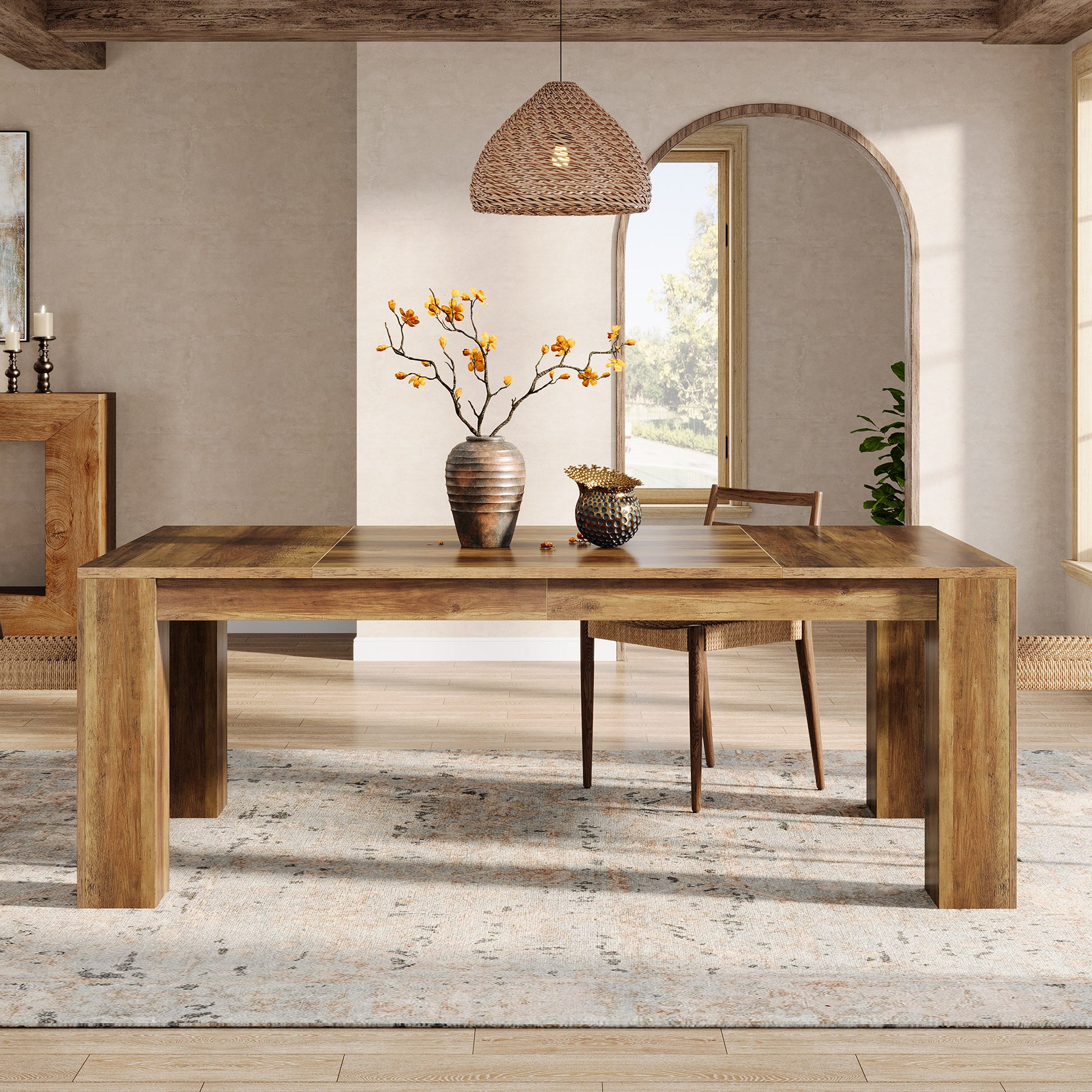 Tribesigns 63 Inch Dining Table, Rustic Farmhouse Wooden Kitchen Table for 4 to 6 People Home Dining