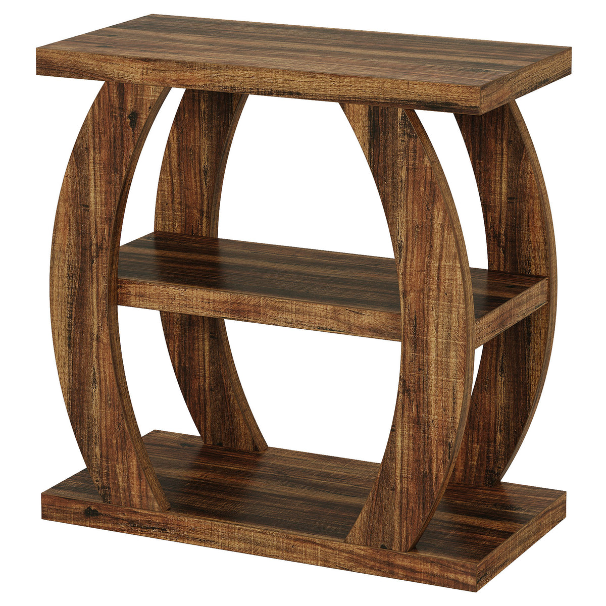 Farmhouse Geometric Side Table, Three-Tier Narrow Storage for Small Spaces
