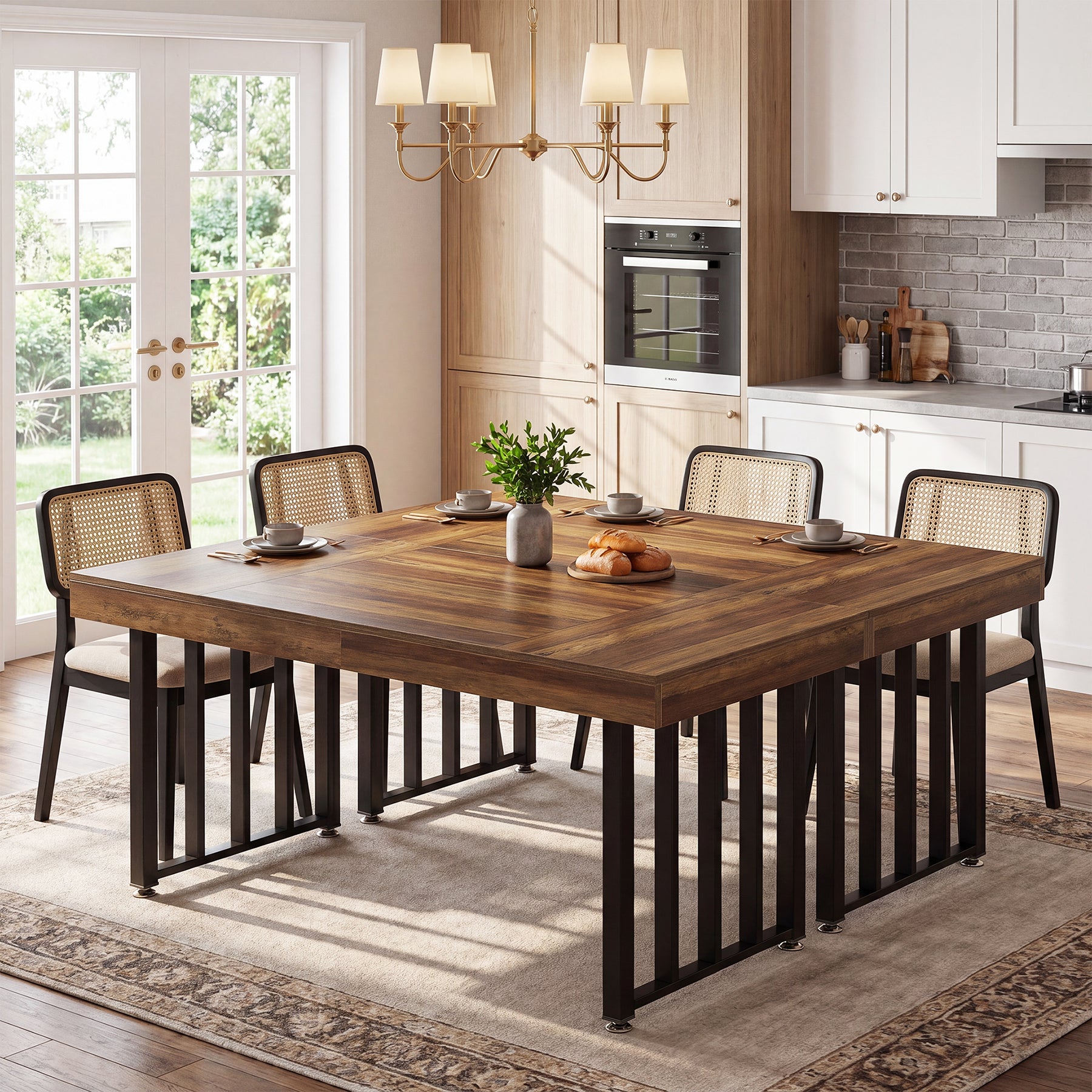 55-Inch Rectangular Dining Table for 4, Thick-Top Kitchen Table for Small Spaces