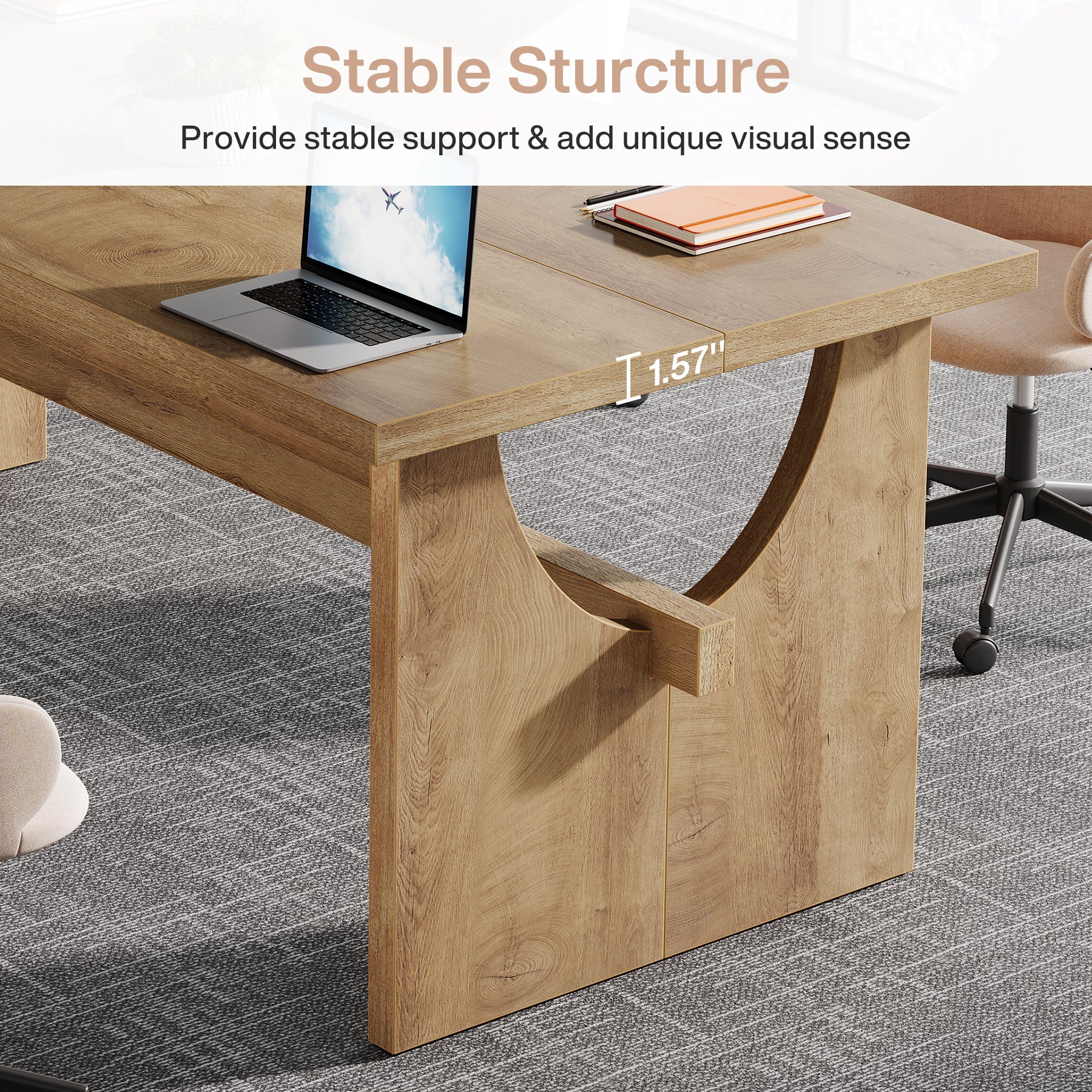 Tribesigns 63-Inch Farmhouse Executive Office Desk with Large Work Surface for Home Office and Workstation