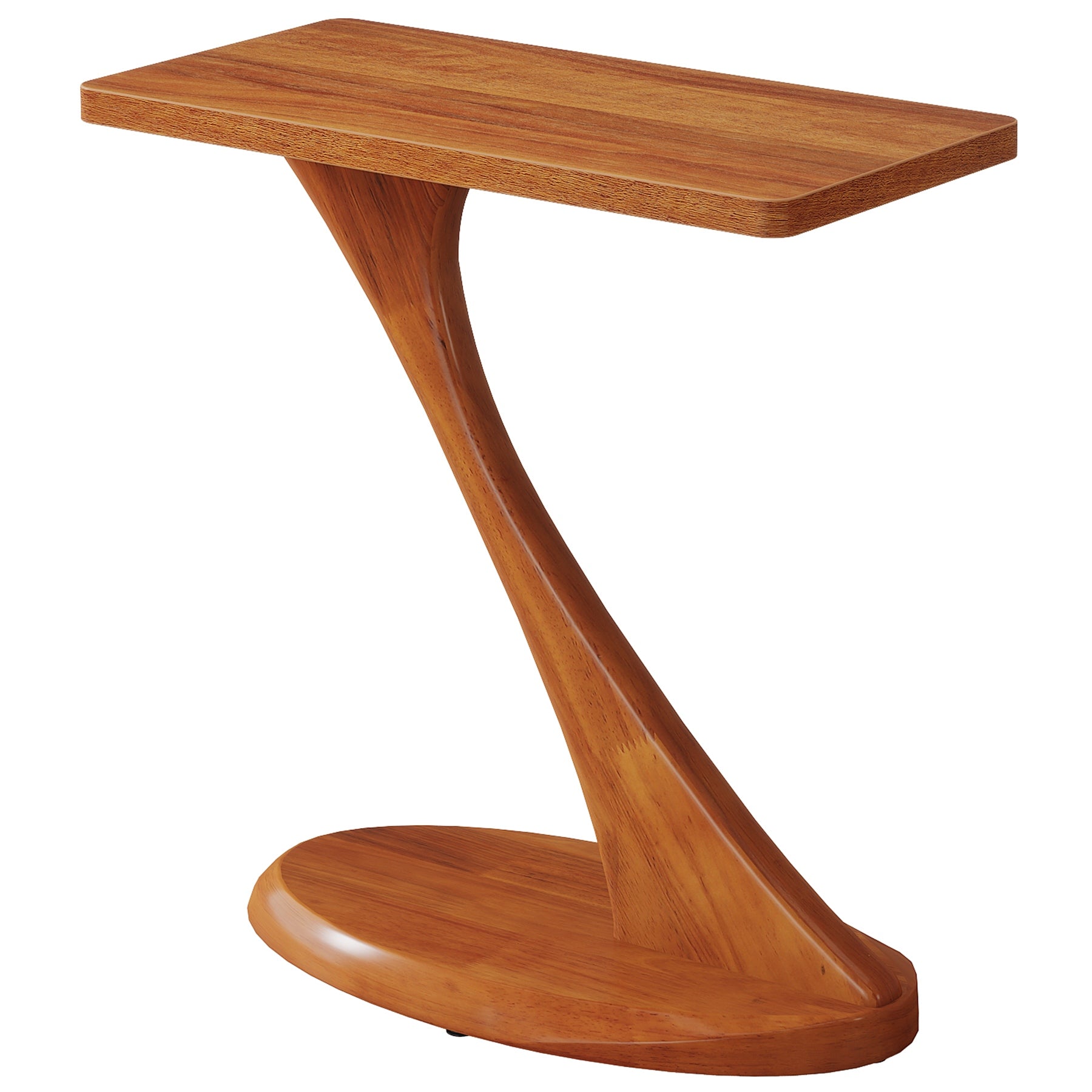 25.59" Z-Shaped Wood End Table - Narrow Brown Art Side Table
