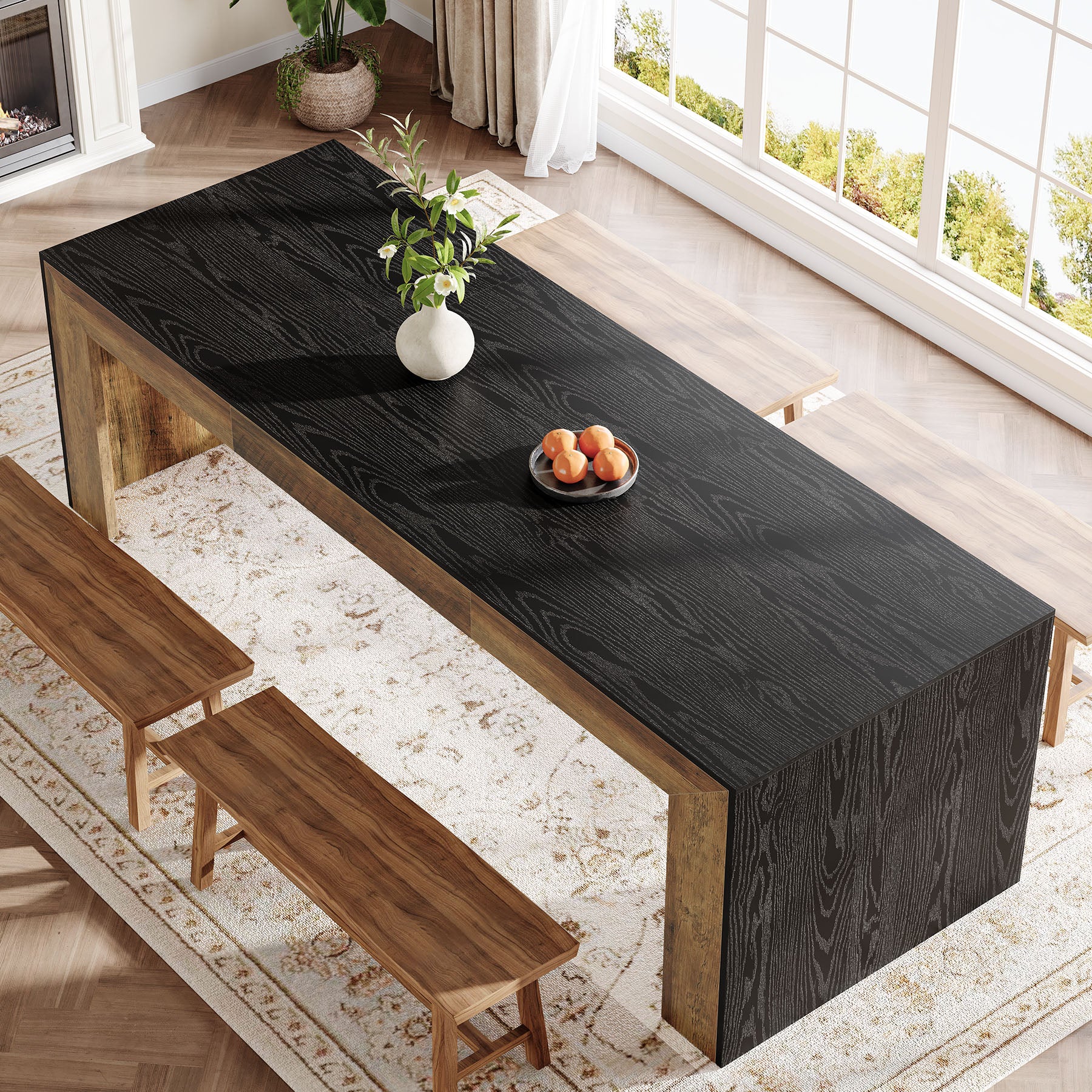 78.8-Inch Extra Long Dining Table for 6 to 8 People, Rectangular Farmhouse Kitchen Table for Dining Room