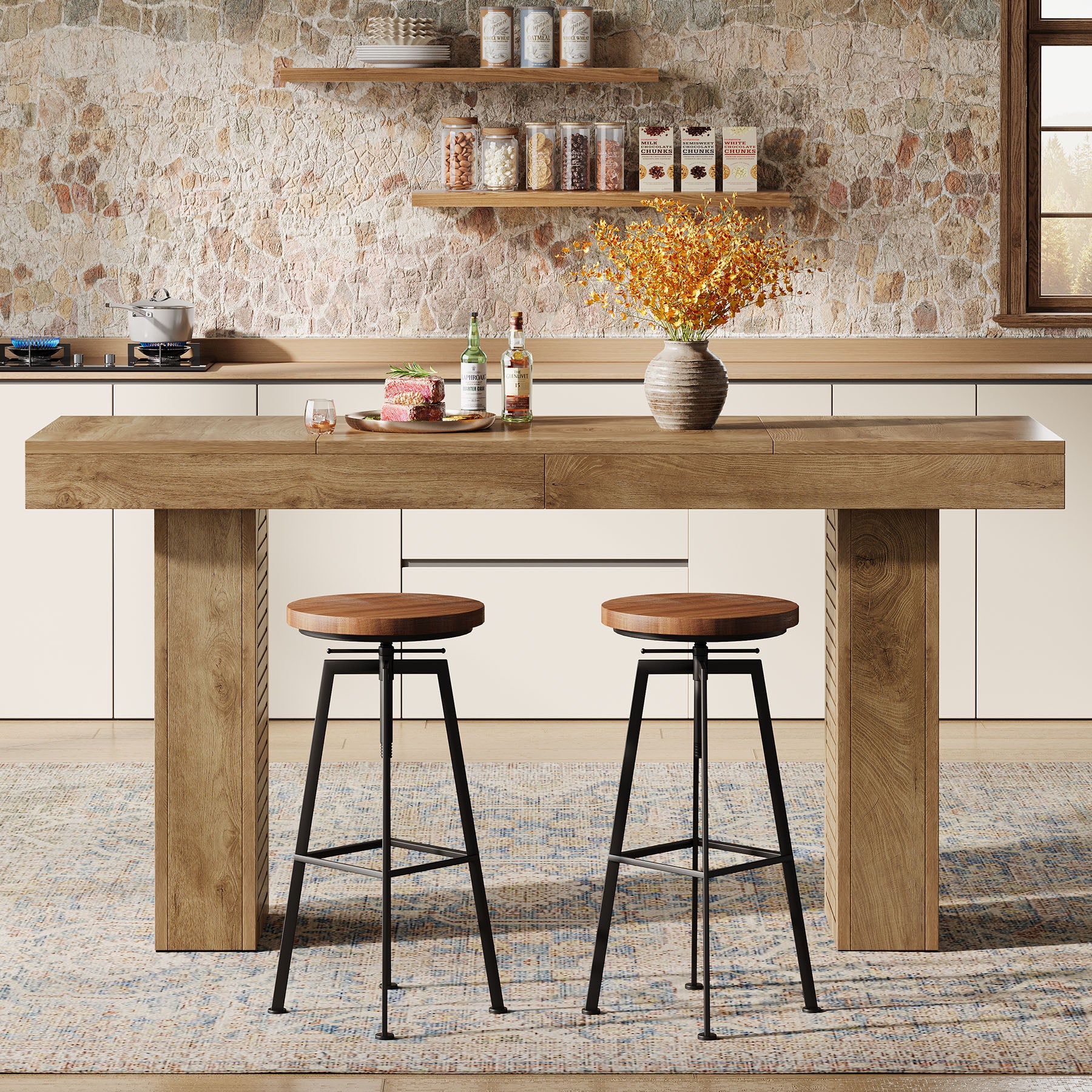 70.9 Inch Extra Long Bar Table for 4-6, Counter Height Pub Table for Kitchen and Home Bar